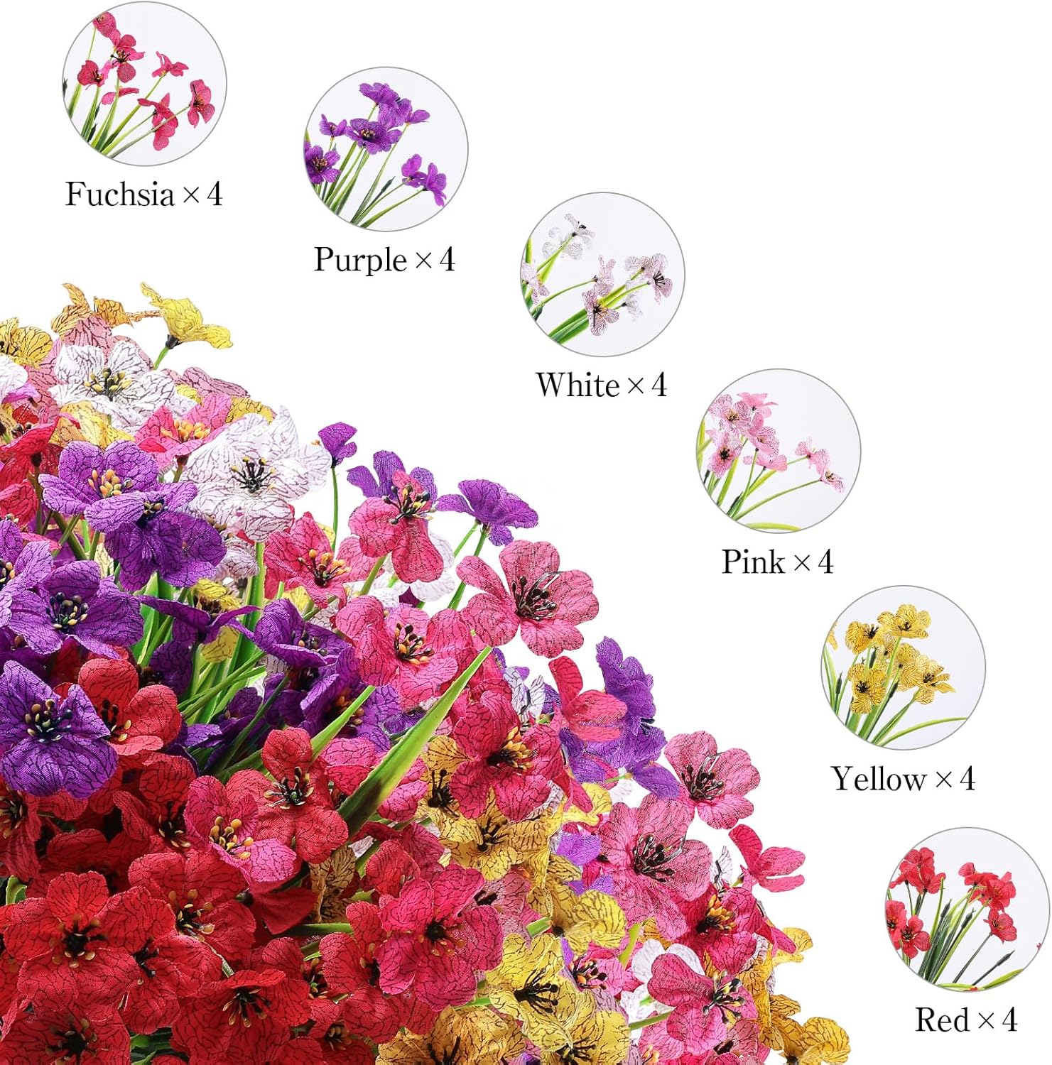 AGIRL 24 Bundles Artificial Flowers for Outdoor,No Fade Fake Plastic Flowers Faux Plants for Decoration Hanging Planters Indoor Outside Garden Porch Window Box Home Wedding Farmhouse - Image 2