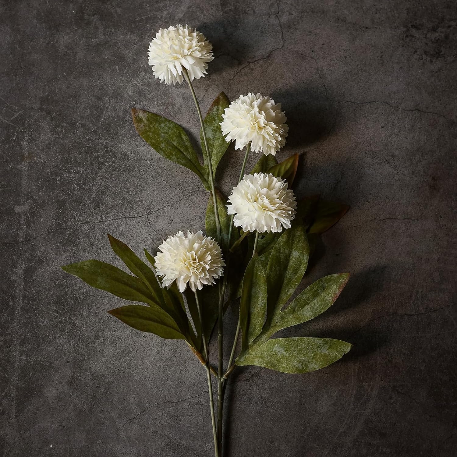 VIERENA 6 Pcs Faux Silk Pompon Mum Artificial Flowers for Vase -27", Bulk Fake Chrysanth Branches with Stems for DIY Bouquet Centerpieces Wedding Fillers Arrangements Shower Decorations (Cream)