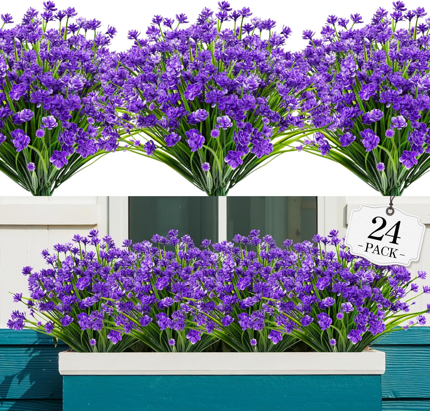 AGIRL 24 Bundles Artificial Flowers for Outdoor,No Fade Fake Plastic Flowers Faux Plants for Decoration Hanging Planters Indoor Outside Garden Porch Window Box Home Wedding Farmhouse - Image 9