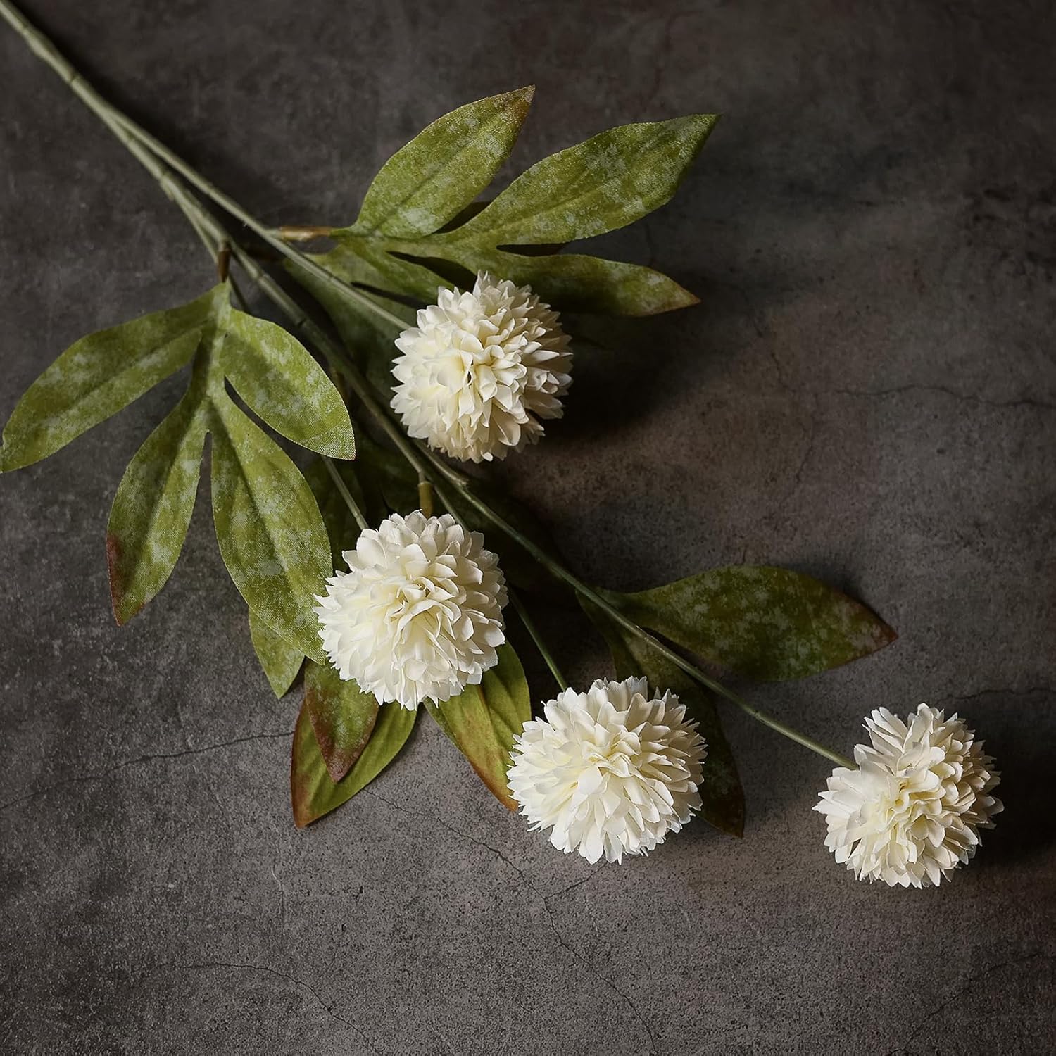 VIERENA 6 Pcs Faux Silk Pompon Mum Artificial Flowers for Vase -27", Bulk Fake Chrysanth Branches with Stems for DIY Bouquet Centerpieces Wedding Fillers Arrangements Shower Decorations (Cream) - Image 8