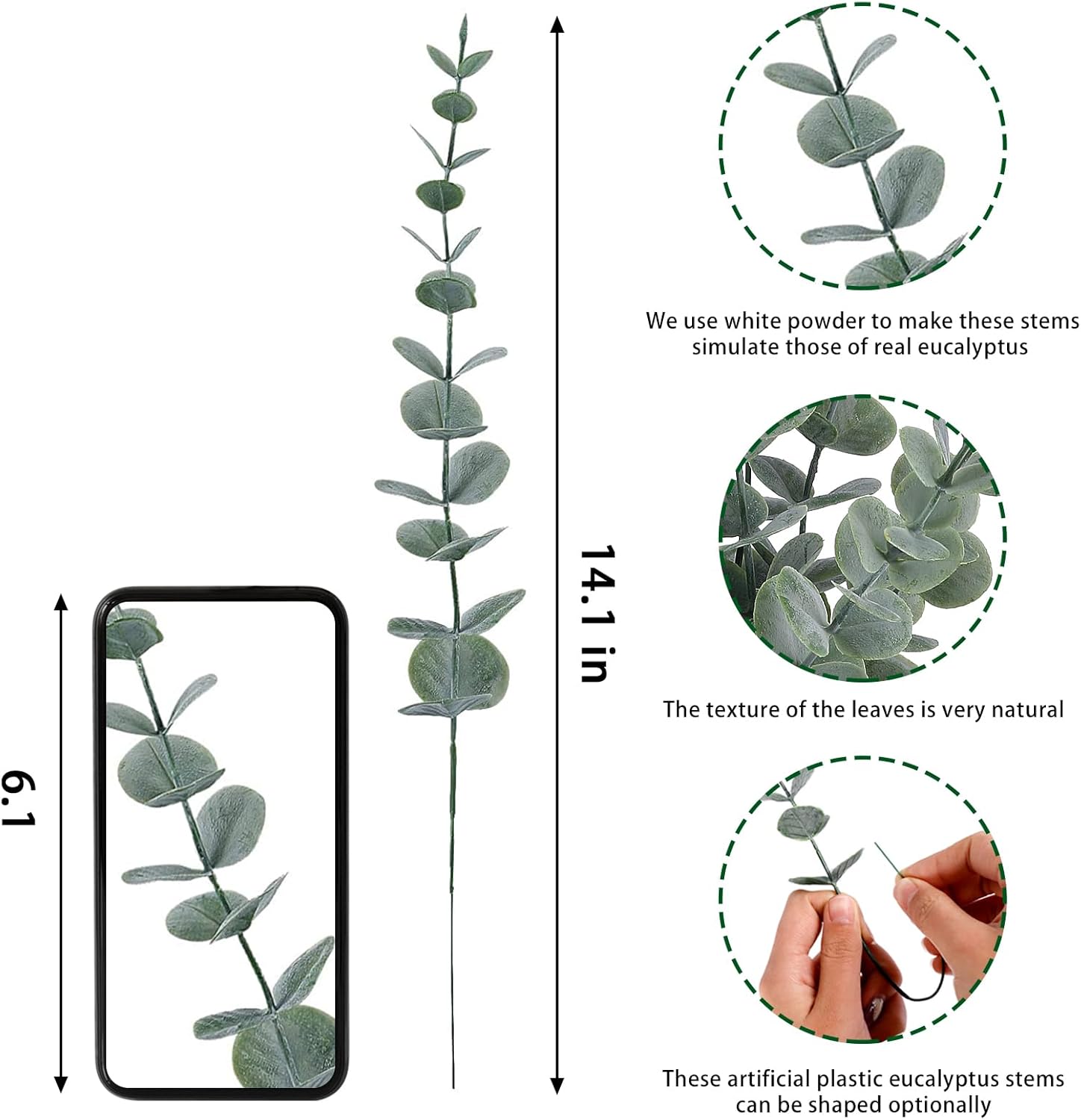 CEWOR 24pcs Eucalyptus Stems Artificial Eucalyptus Leaves Fake Greenery Branches Fake Flowers for Wedding Centerpiece Spring Easter Farmhouse Home Decoration - Image 2