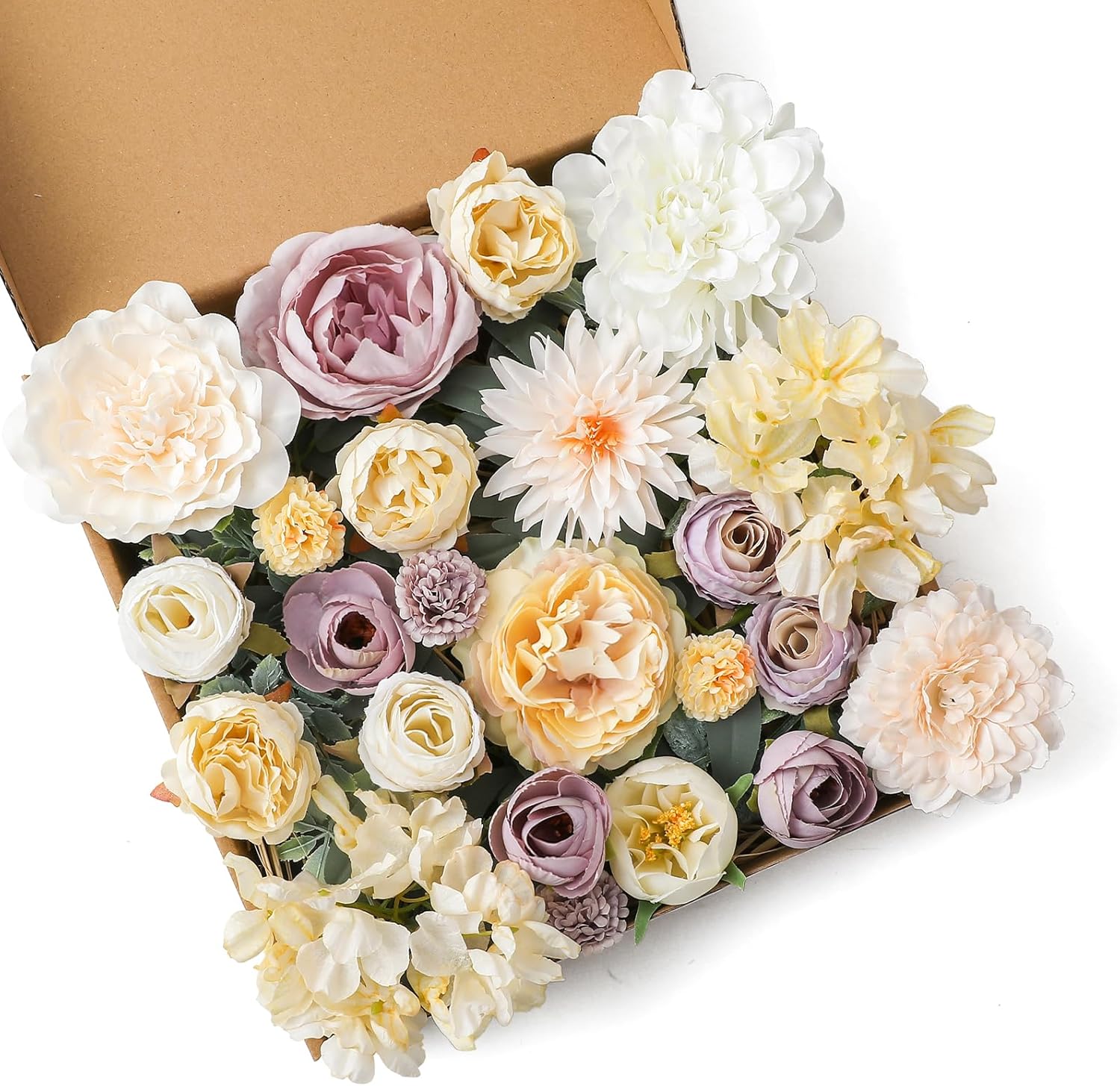 Garisey Artificial Flowers Combo Box Set Dusty Blue Flowers for DIY Wedding Bouquet Arrangements Bridal Shower Party Home Decorations(White Blue Rose) - Image 9