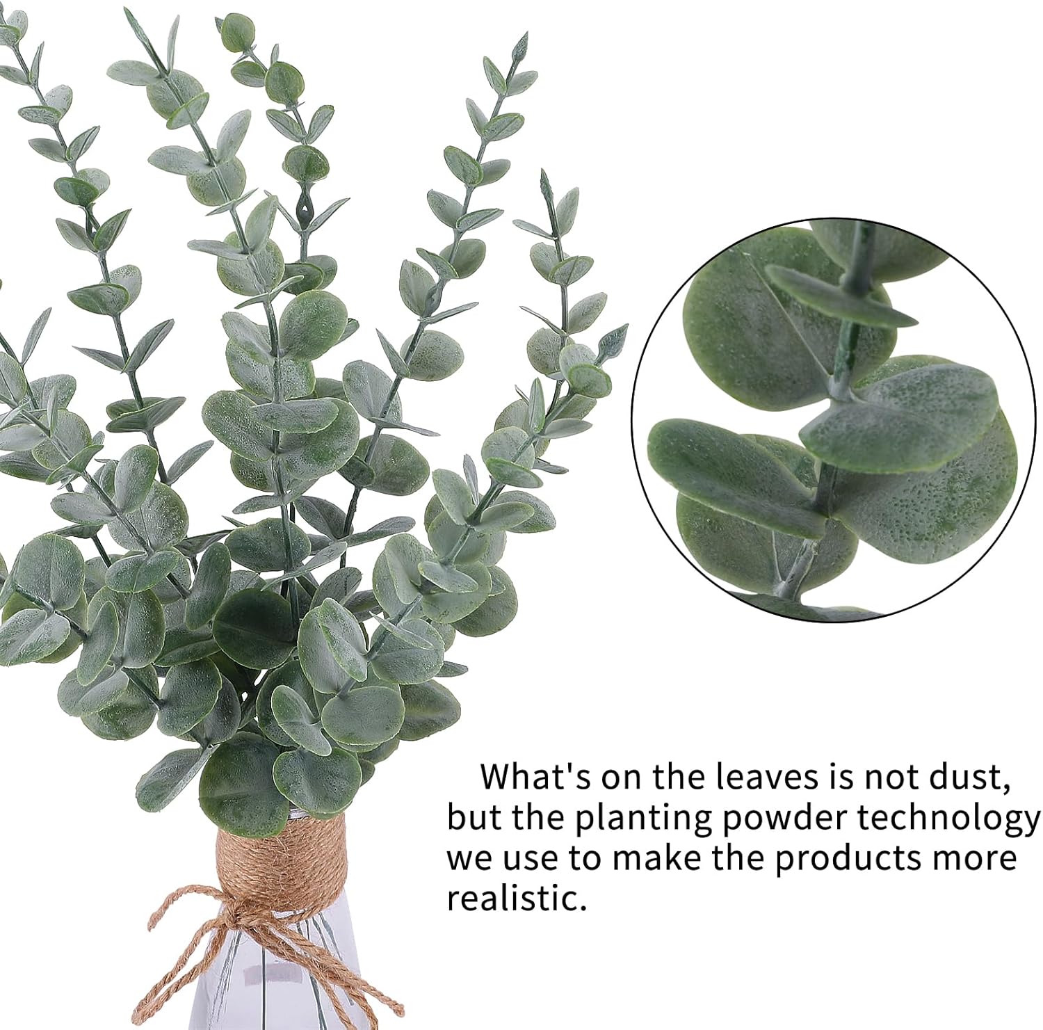 CEWOR 24pcs Eucalyptus Stems Artificial Eucalyptus Leaves Fake Greenery Branches Fake Flowers for Wedding Centerpiece Spring Easter Farmhouse Home Decoration - Image 3