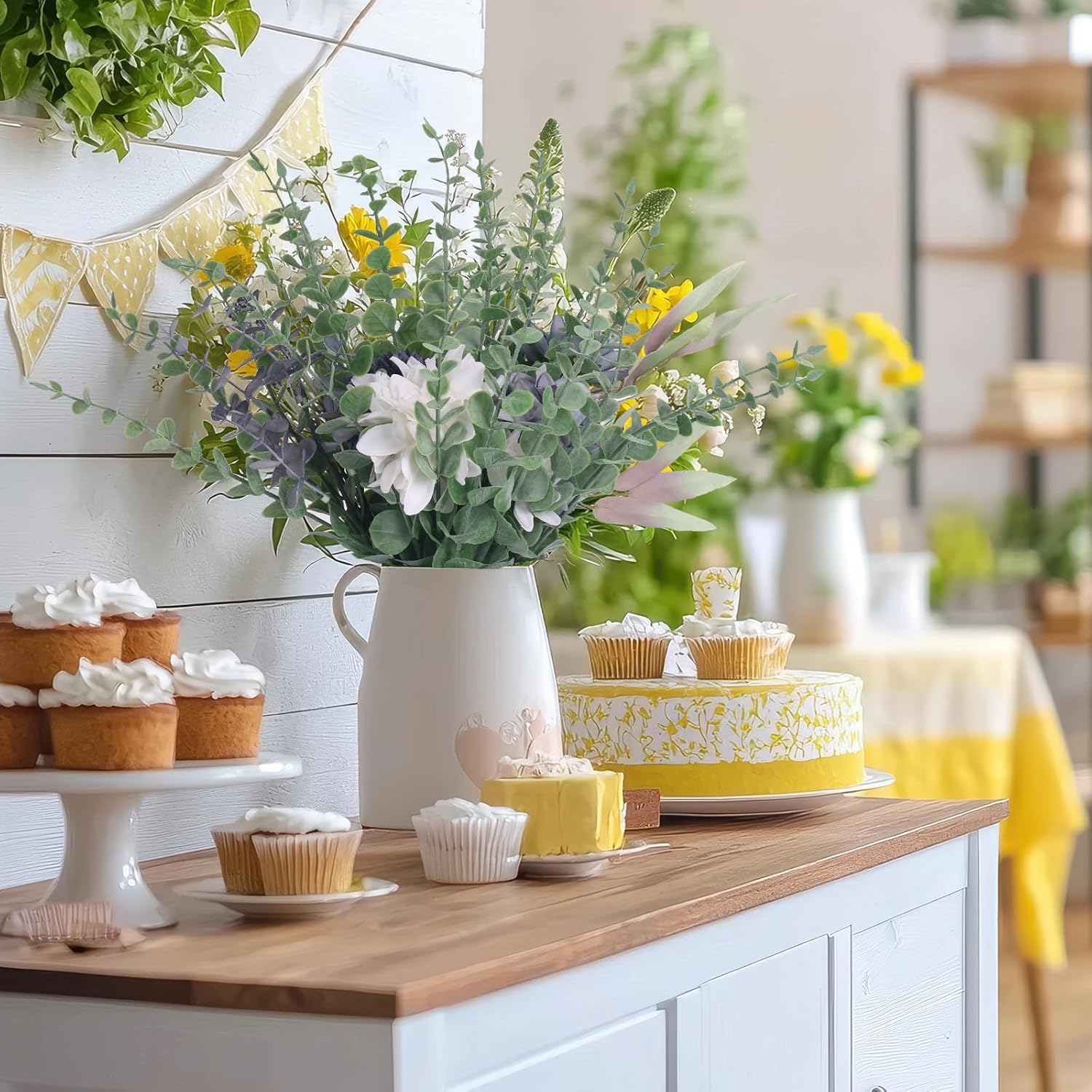 CEWOR 24pcs Eucalyptus Stems Artificial Eucalyptus Leaves Fake Greenery Branches Fake Flowers for Wedding Centerpiece Spring Easter Farmhouse Home Decoration - Image 4