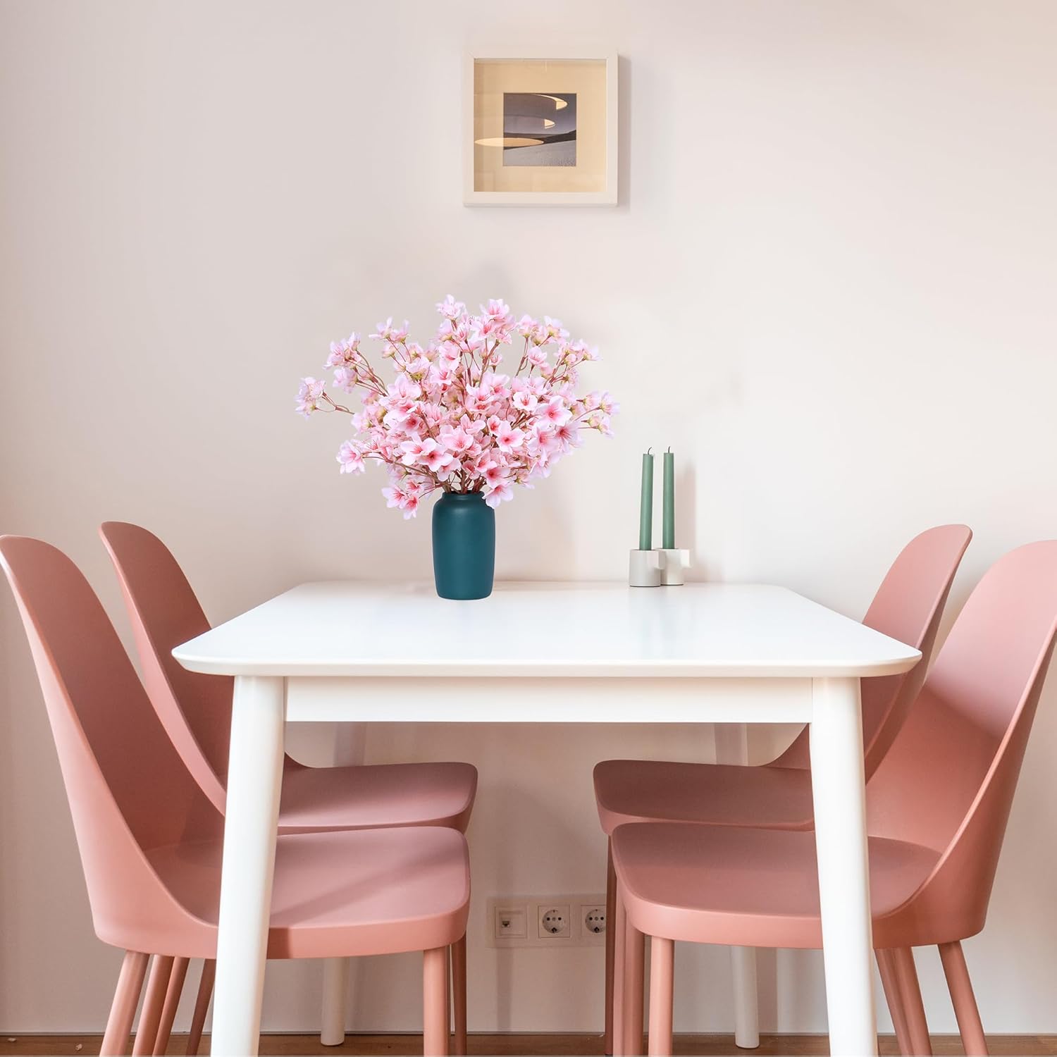 SITUMEIZI 6Pcs Artificial Cherry Blossom Branches Decor Fake Flowers Silk Spring Faux Flowers 16" Peach Bouquet for Home Wedding Bedroom Japanese Decoration DIY Table Centerpiece Arrangement(Pink) - Image 4