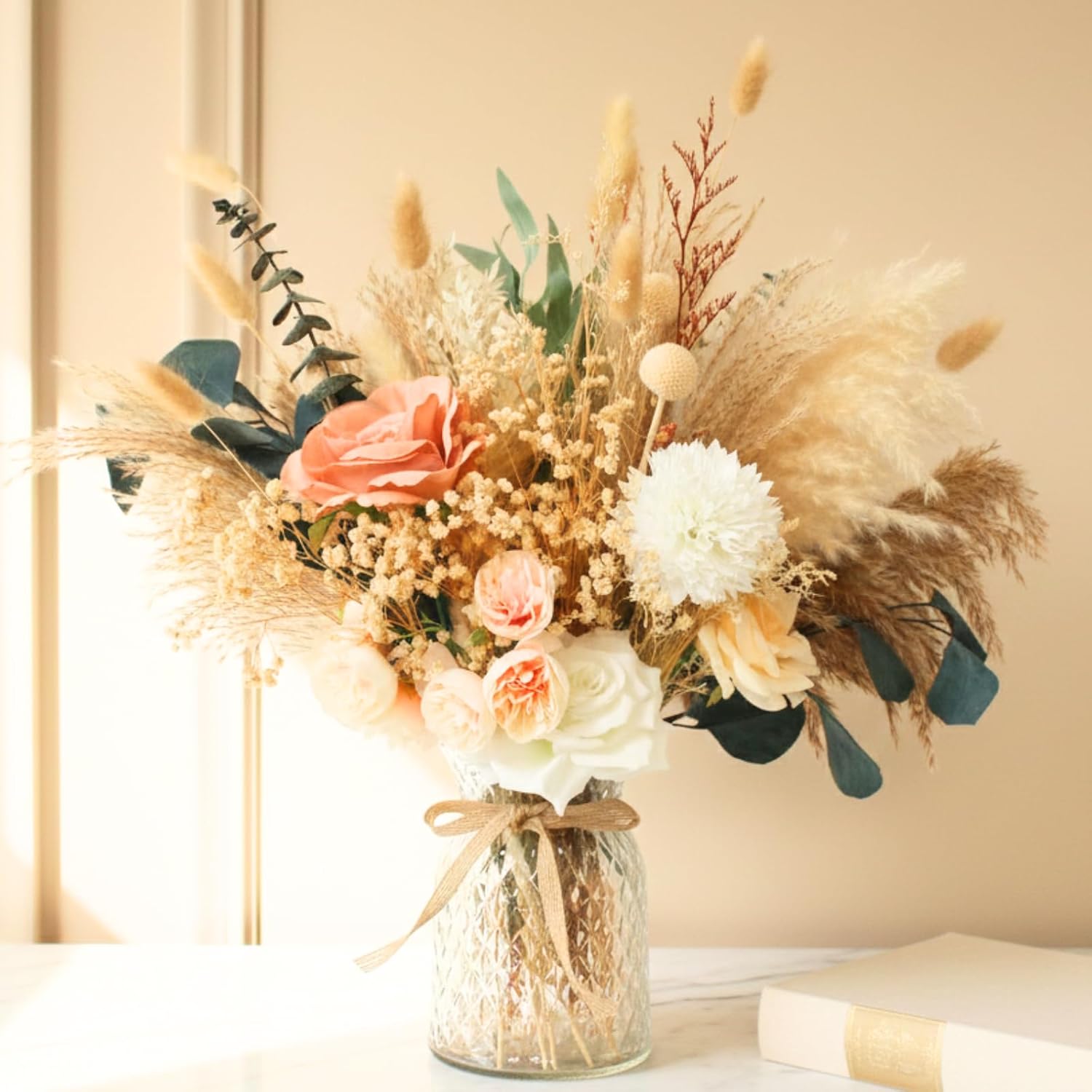 100pcs Artificial Flowers Arrangement With Vase Included, Dining Table Centerpiece Decorations, Fake Flowers in Vase, Dried Pampas Grass Floral Centerpieces, Coffee Table Decor, Centro de Mesa - Image 9