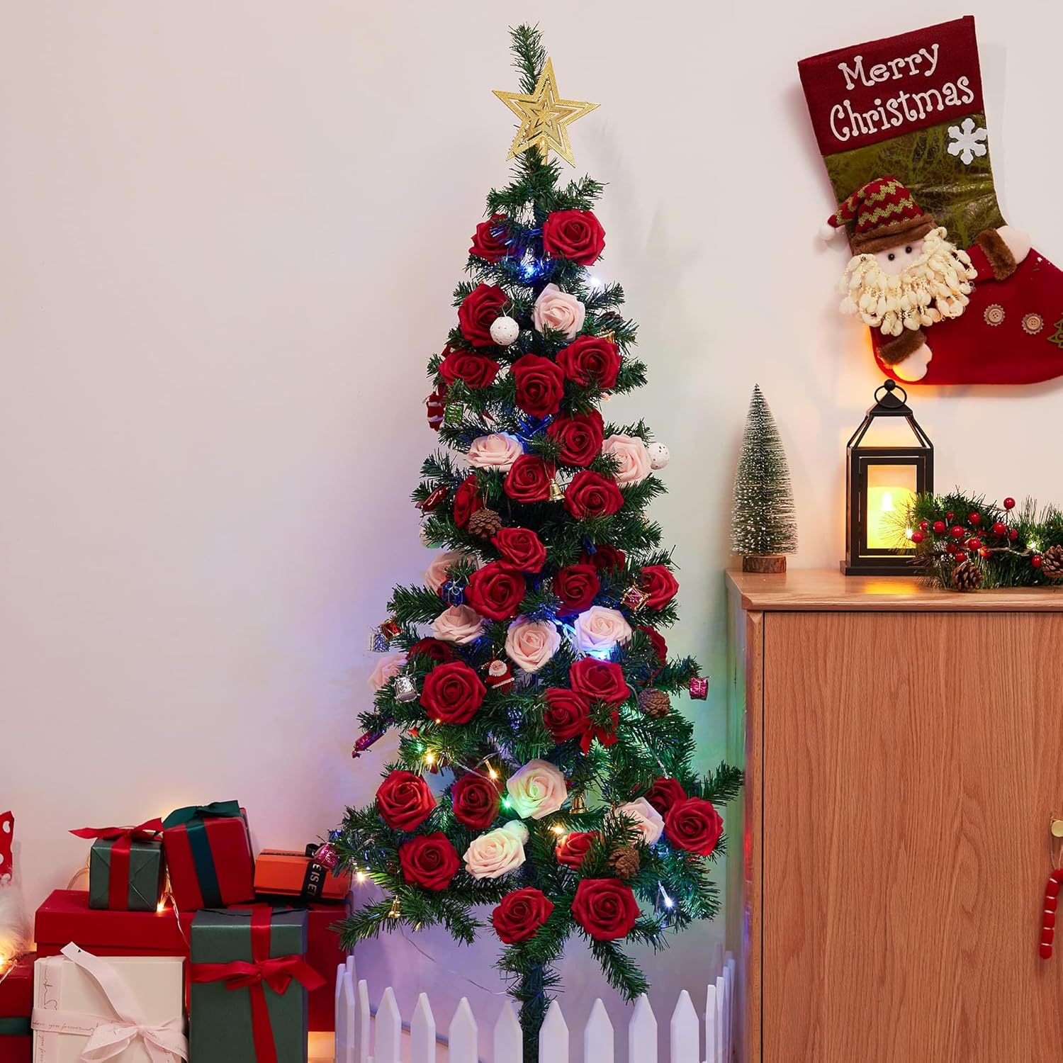 InnoGear Artificial Flowers, 50 Pcs Dark Red Foam Fake Roses Bulk with Stems for Decoration Celebration DIY Wedding Bouquets Centerpieces Bridal Shower Party Christmas Tree - Image 8