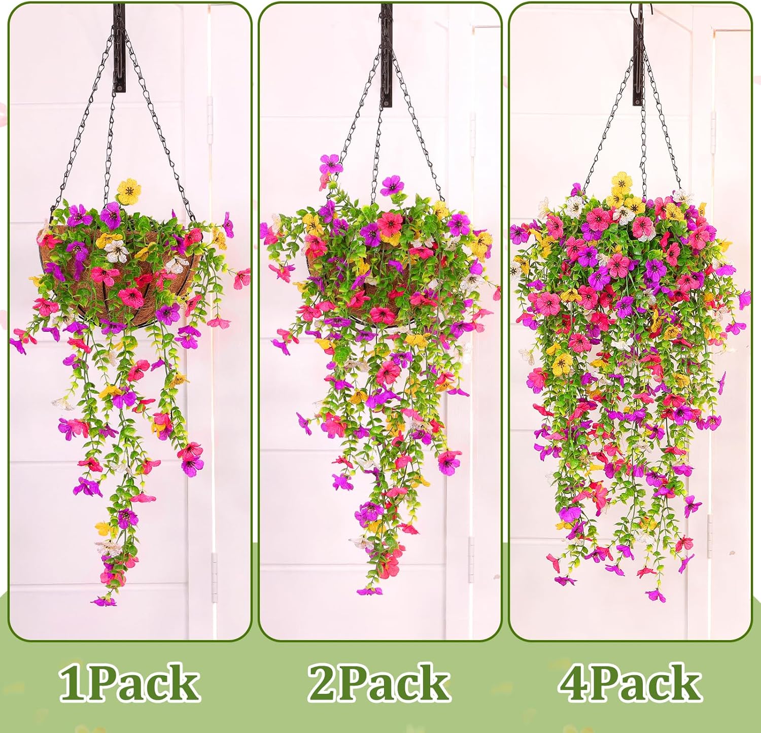 TURNMEON 4 Pcs Artificial Flowers for Outdoors Spring Decoration, Fake Hanging Flowers Plants UV Resistant Faux Plastic Realistic Silk Flower for Outside Gardens Porch Planter Patio Yard Home Indoor - Image 3