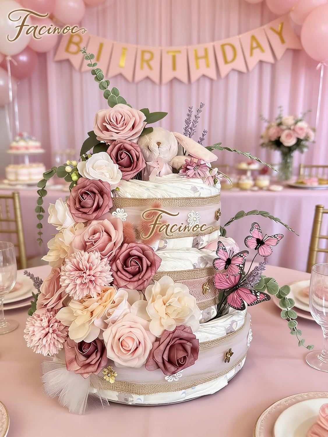 FACINOC Roses Artificial Flowers Pink Bouquets Box Set for DIY Bridal Wedding Shower Decorations Fake Floral Arrangements for Party Table Centerpieces Home Decor Indoor Outdoor Dusty Blush 19pcs - Image 2