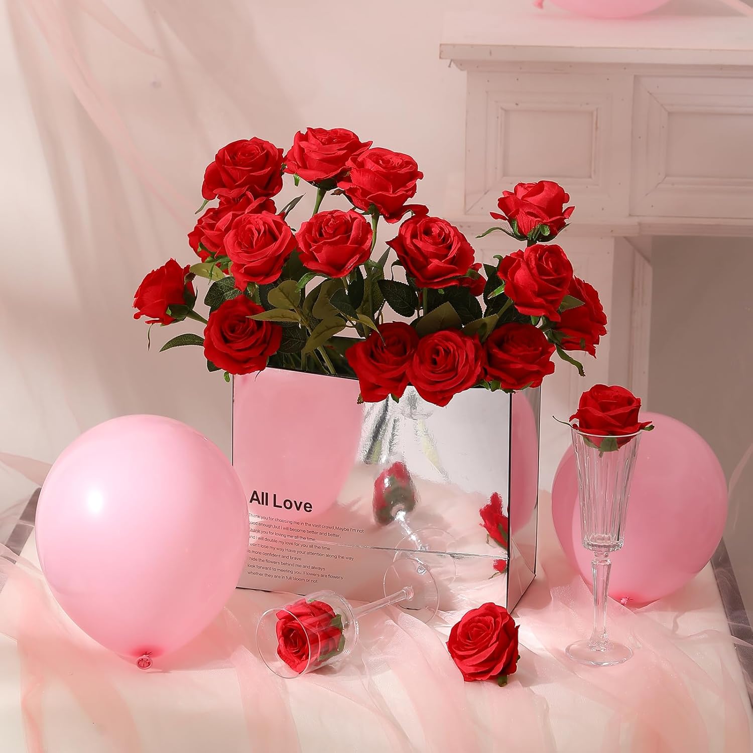 Hawesome 12PCS Artificial Flowers Fake Roses, Realistic Silk Long Stem Red Roses Bouquet for Wedding Centerpiece Home Decor Party & Valentines - Image 6