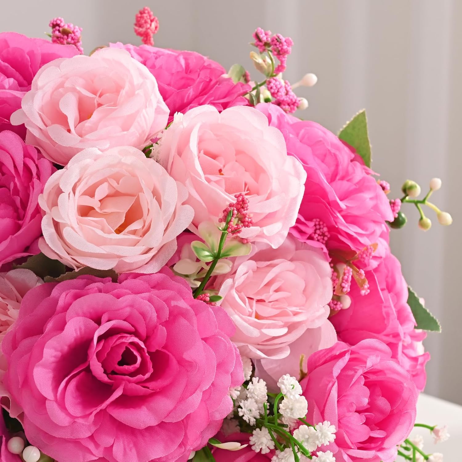 Yastouay 2 Bouquets Peonies Artificial Flowers, Mixed Pink Fake Peonies with Large Bloom, Silk Peony Flowers Faux Peony Bouquet for Wedding Centerpieces, Table, Vase & Home Decor - Image 2