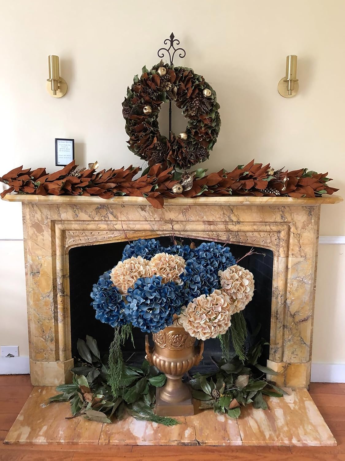 ZYTUYO 5 Pcs Dark Blue Silk Hydrangeas Artificial Flower Boho Dried Touch 20'' Faux Hydrangeas for Fall Indoor Home Decor Kitchen Living Room Outdoor Porch Wedding Flower Arrangement - Image 7