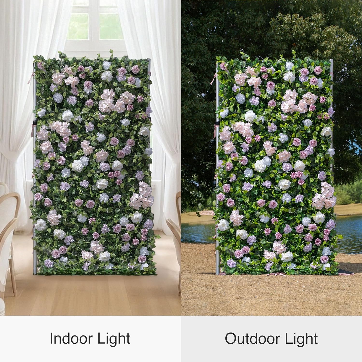 Artificial Luxuryu200C Flower Wall Panel, Gorgeous 3D Silk Floral Backdrop for Wedding, Baby Shower, Party and Home Decor, Quick Assembly/Storage, Eco & Pet Friendly, 2 pcs, Each Panel 2 * 8 ft. - Image 3