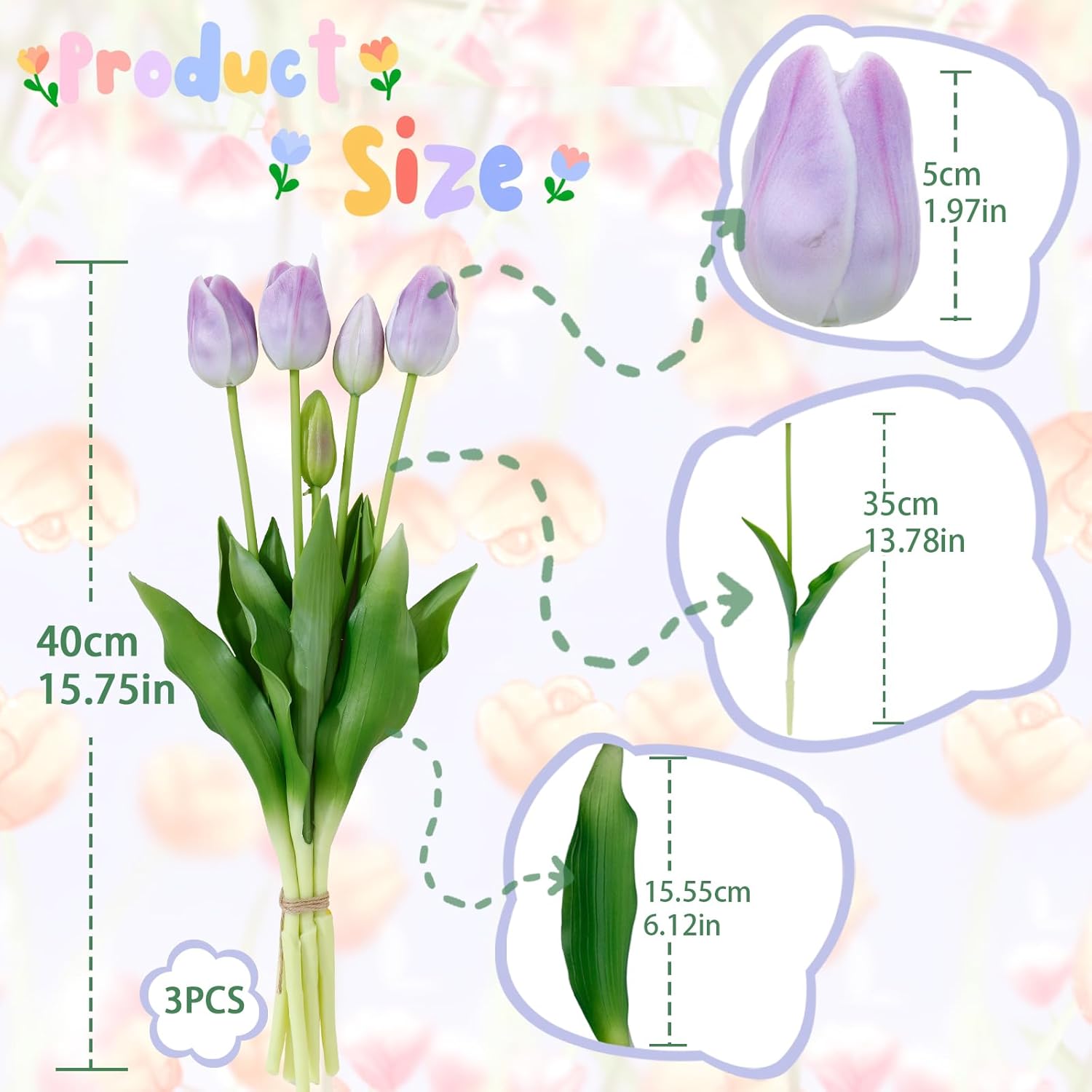 ucky 15PCS Light Purple Fake Tulips Artificial Flowers Latex Natural Feel Tulips Fake Flowers for Decoration Faux Tulips Home Decor Gifts for Mom