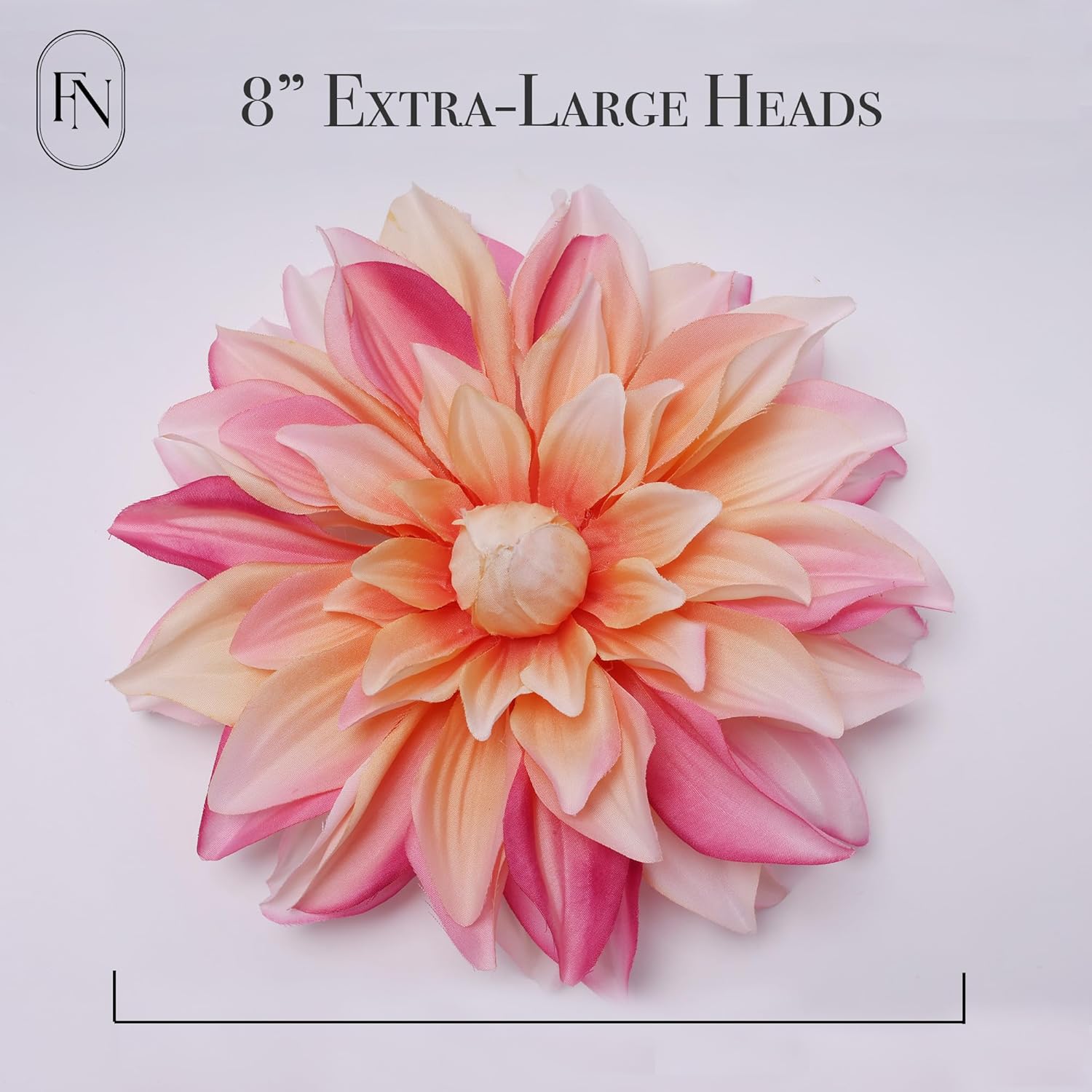 FLORANET Artificial Peach Dahlia 6 Large Heads with Stem Faux Fake Silk Flower Decor for Vase Bouquet Home Living Room Indoor Outdoor Wedding Spring Summer All Seasons DIY Decoration Arrangement - Image 2
