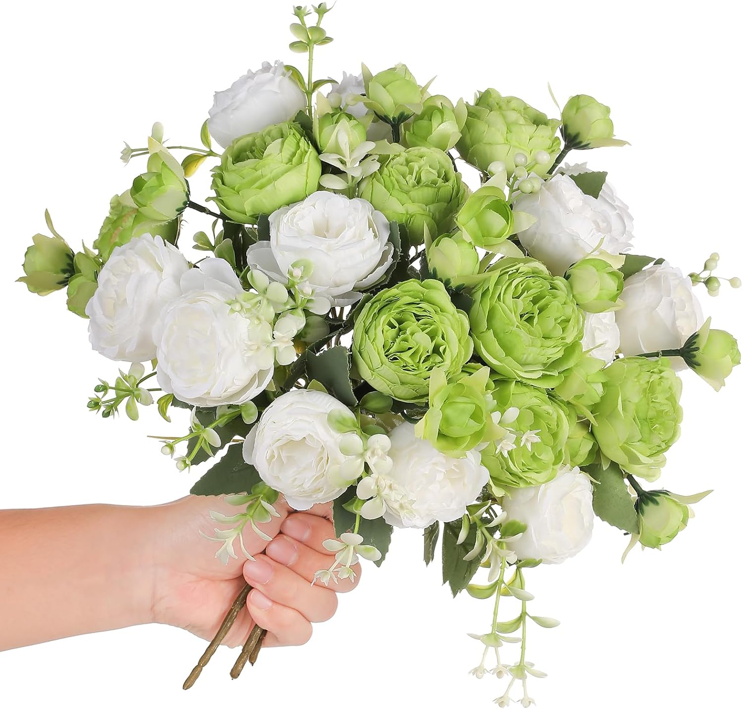 Floweroyal 2 Bunches Peony Artificial Flowers White Flowers Silk Peonies Bouquets for Wedding Party Table Centerpieces Floral Arrangement Home Kitchen Decor - Image 7