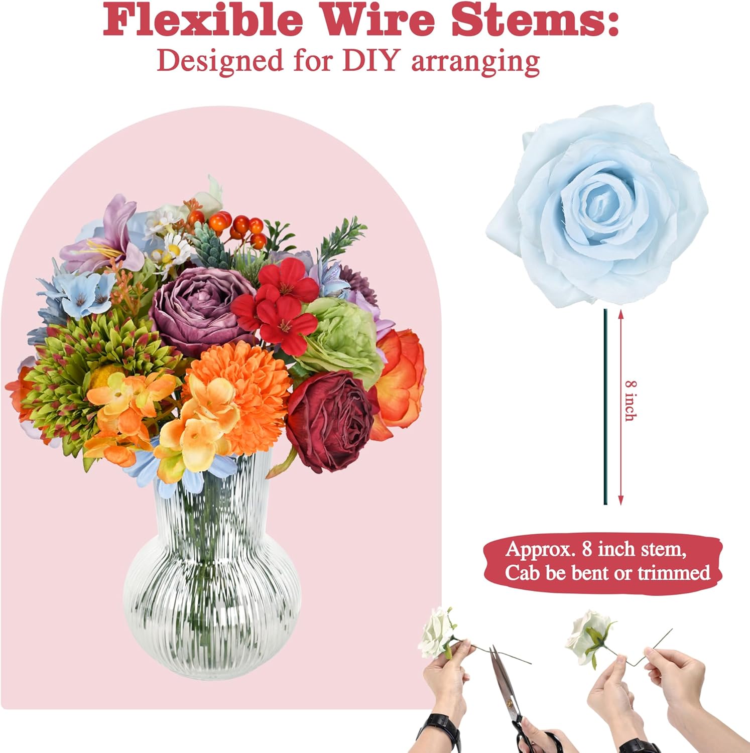YZXZM Artificial Flowers Combo Box, 38PCS Fake Flowers, Silk Flower Mix with Wire Stem, DIY Wedding Bridal Bouquet for Arrangement, Shower Party Home Décor, Multi Color - Image 5