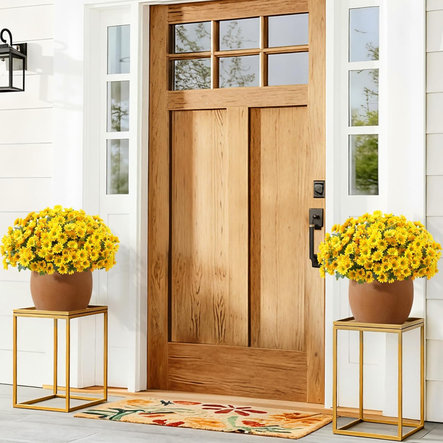 Lifewit Artificial Flowers Daisy for Outdoor Indoor, 6 Bundles Plastic Fake Flowers Mums for Home Garden Decor, Porch, Window Box, Faux Realistic Plants with UV Resistant(Yellow) - Image 3