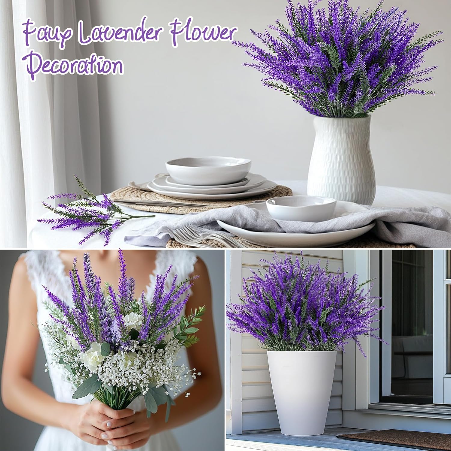 RAINFLOW Artificial Lavender Flowers - 9 Pcs Faux Lavender Plant Artificial Fake Plastic Purple Flowers for Home Room Window Wedding Garden Table Centerpieces Vase Outdoors Indoor Decor - Image 5