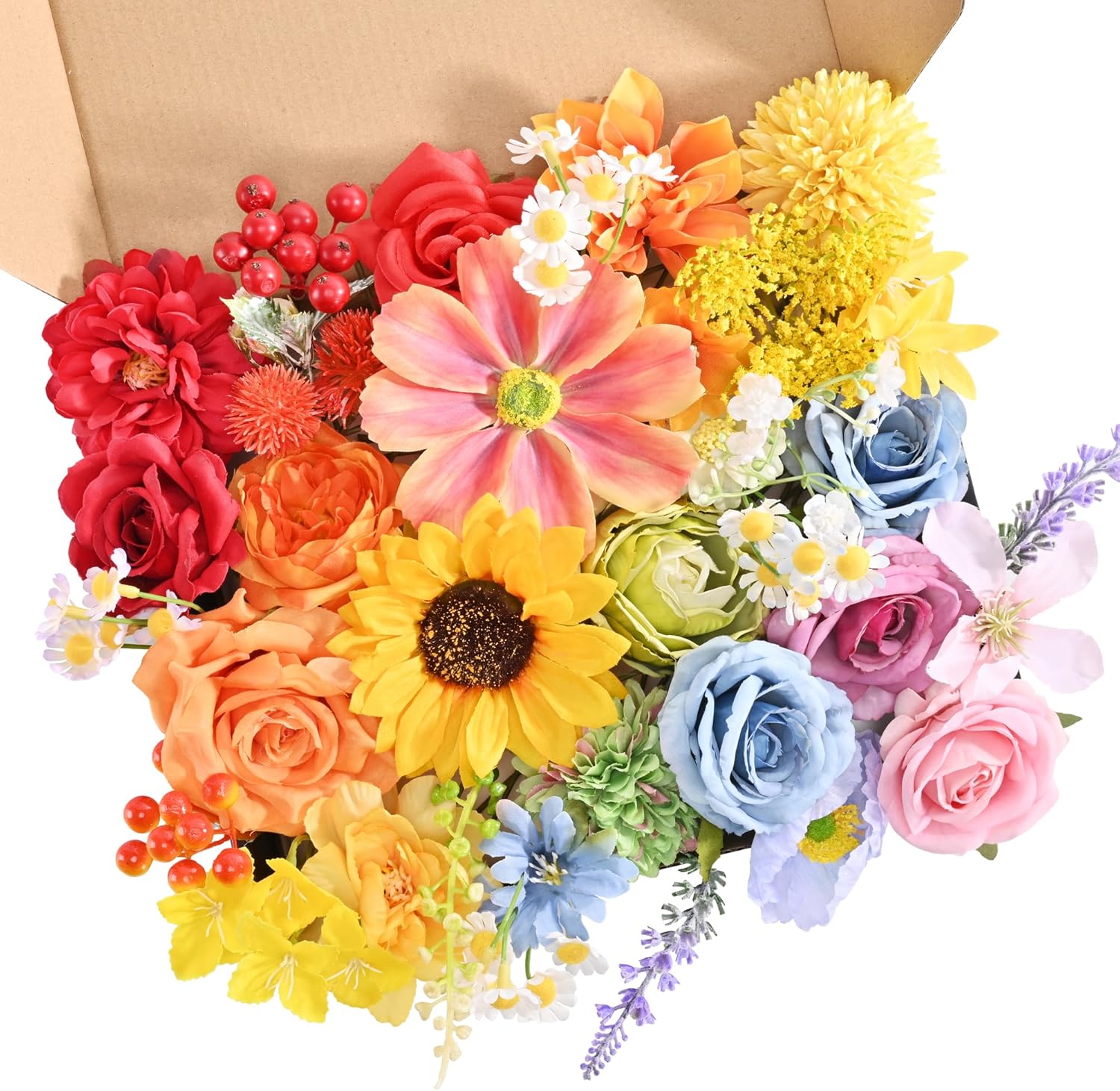 YZXZM Artificial Flowers Combo Box, 38PCS Fake Flowers, Silk Flower Mix with Wire Stem, DIY Wedding Bridal Bouquet for Arrangement, Shower Party Home Décor, Multi Color - Image 9