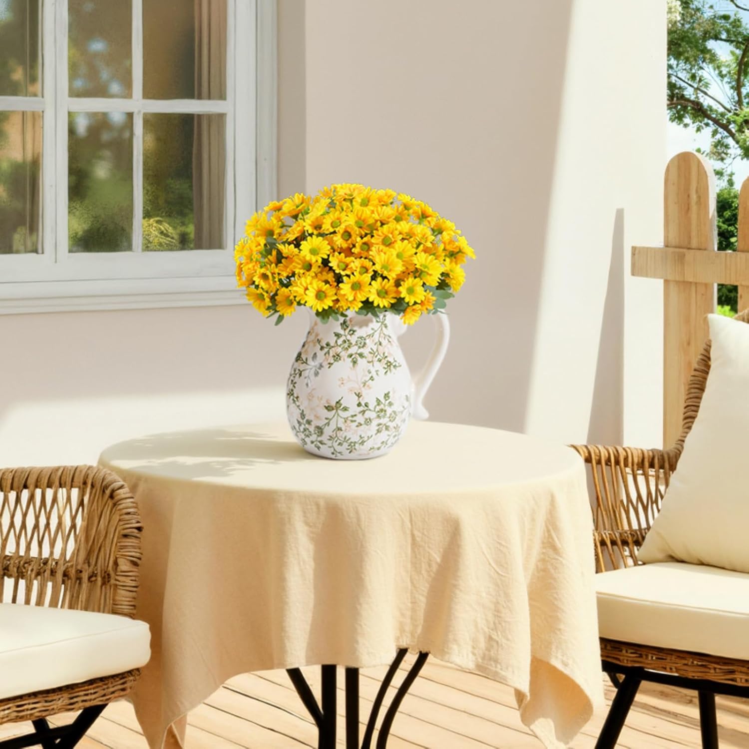 Lifewit Artificial Flowers Daisy for Outdoor Indoor, 6 Bundles Plastic Fake Flowers Mums for Home Garden Decor, Porch, Window Box, Faux Realistic Plants with UV Resistant(Yellow) - Image 7