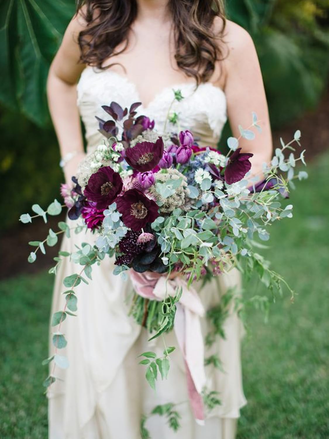 IPOPU Burgundy Silk Flowers 6PCS Fake Poppies Artificial Flowers for Veterans Day Floral Centerpieces, Tables, Wedding Decorations, Reception - Image 4