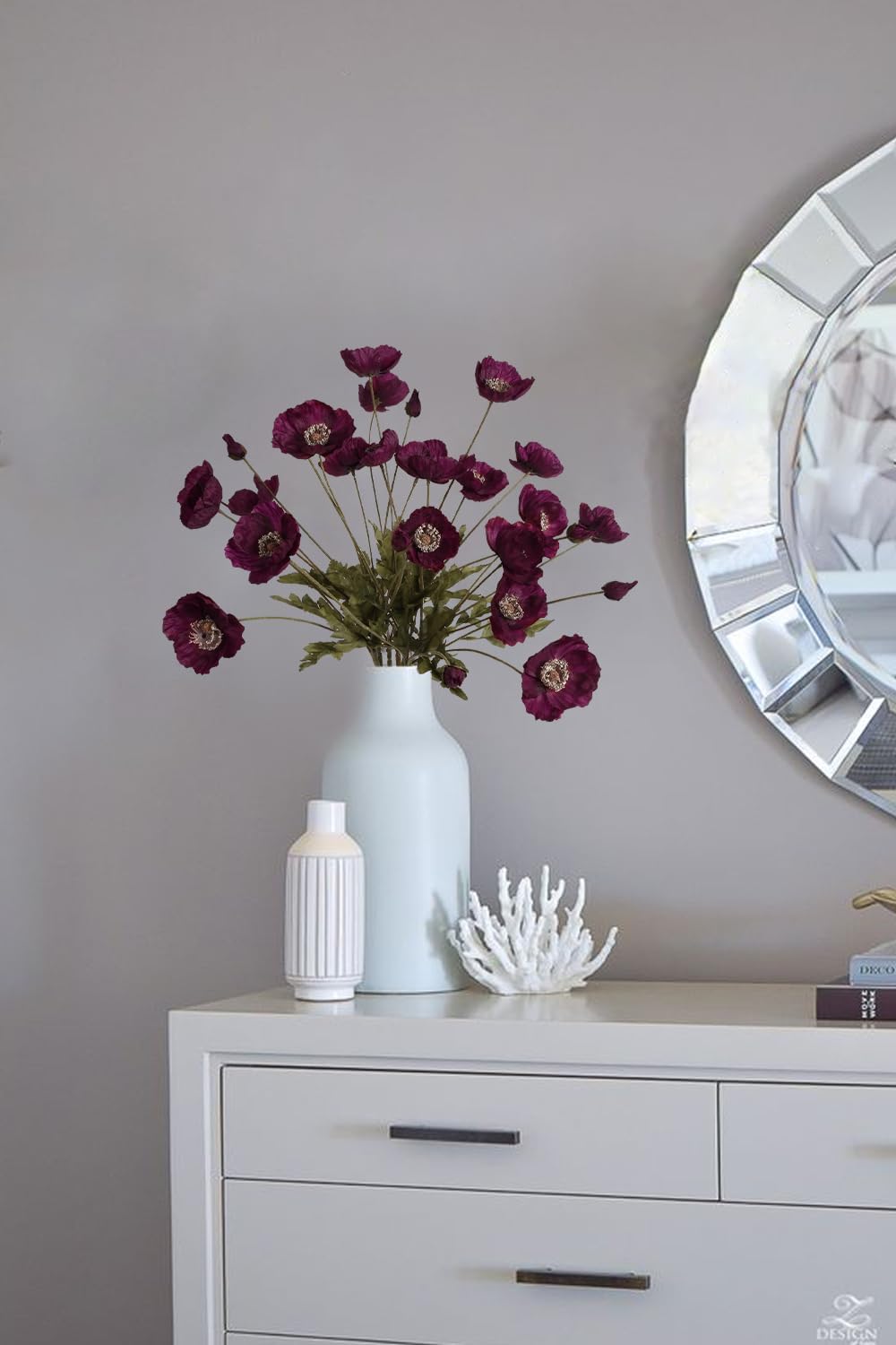 IPOPU Burgundy Silk Flowers 6PCS Fake Poppies Artificial Flowers for Veterans Day Floral Centerpieces, Tables, Wedding Decorations, Reception - Image 5