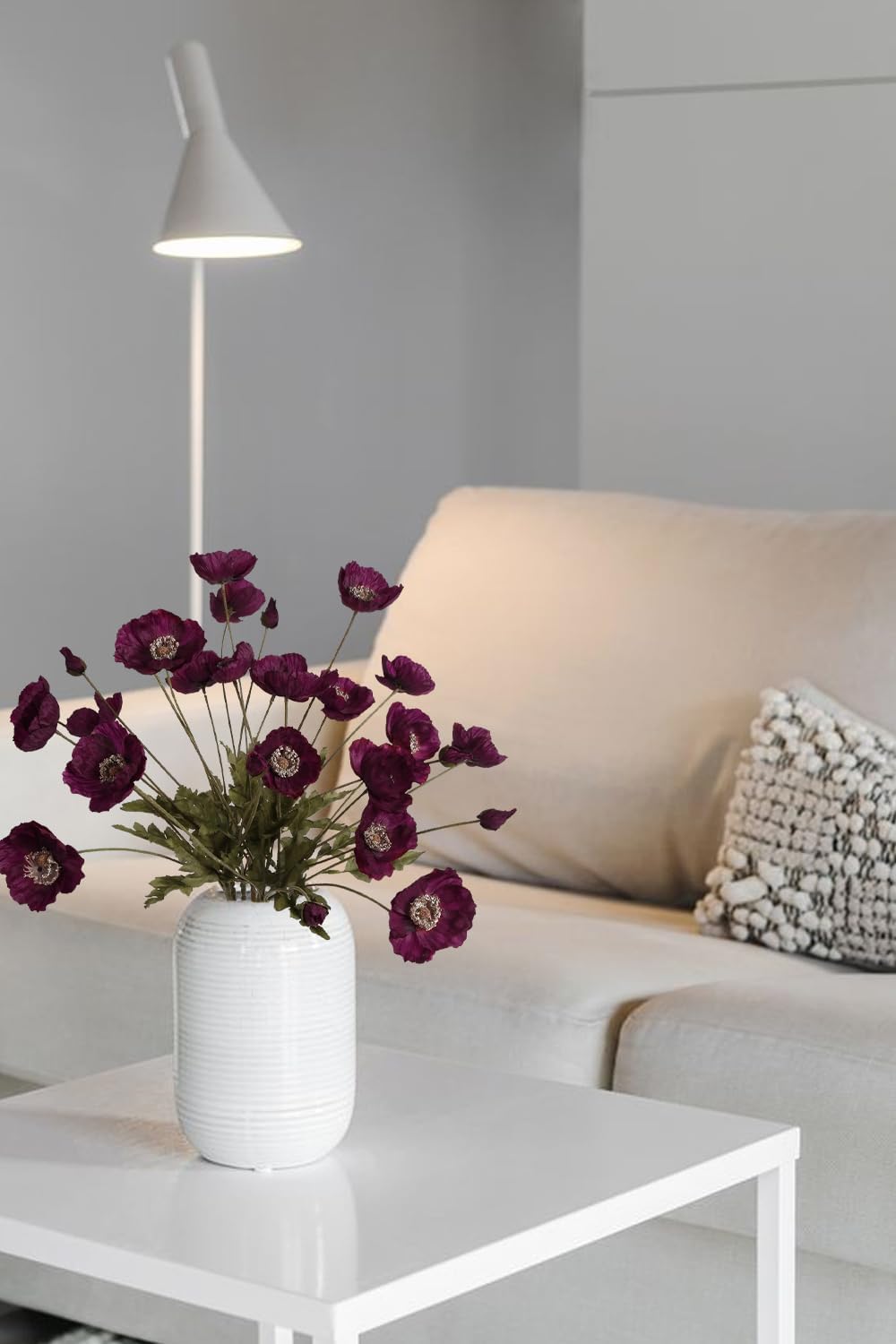 IPOPU Burgundy Silk Flowers 6PCS Fake Poppies Artificial Flowers for Veterans Day Floral Centerpieces, Tables, Wedding Decorations, Reception - Image 6