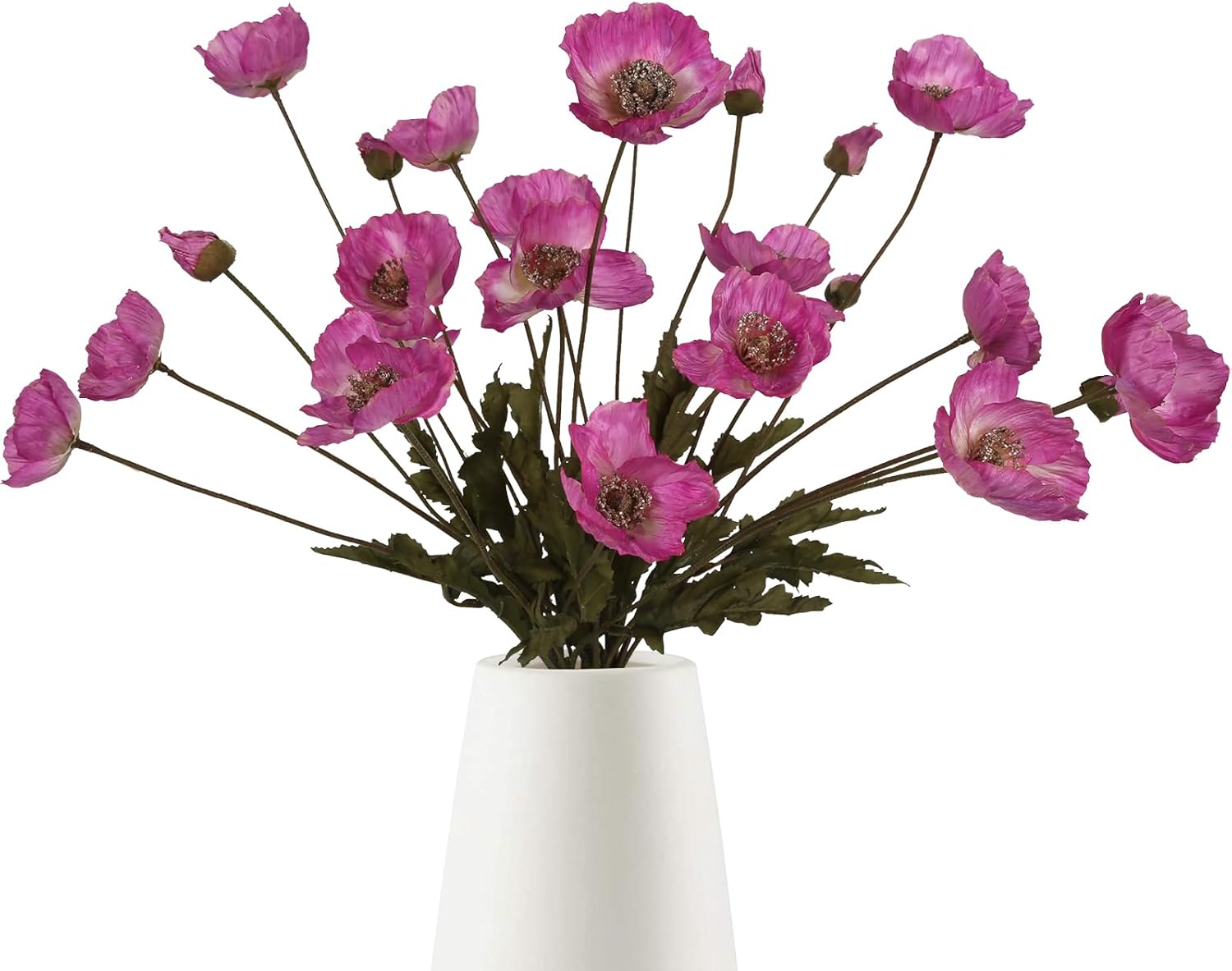 IPOPU Burgundy Silk Flowers 6PCS Fake Poppies Artificial Flowers for Veterans Day Floral Centerpieces, Tables, Wedding Decorations, Reception - Image 8