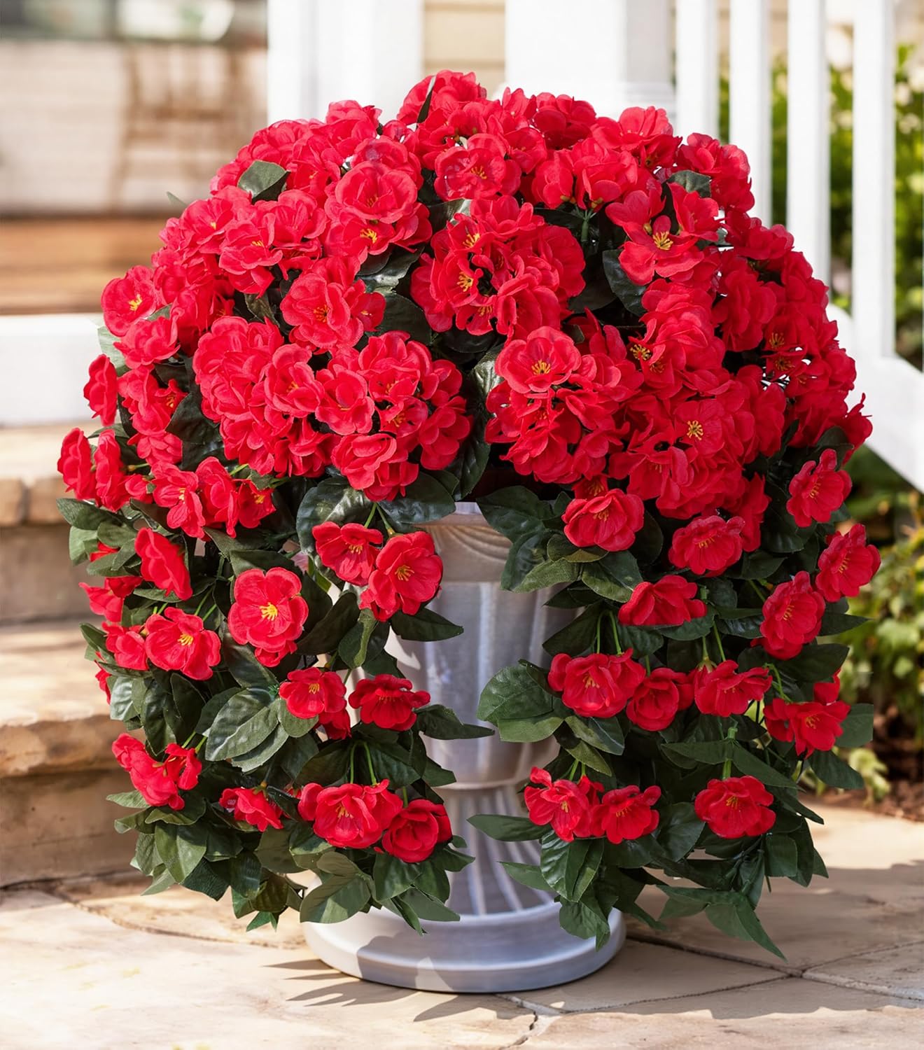 Ivydale Artificial Fake Flowers Geraniums for Outdoors Spring Summer Decor, 2 PCS Realistic Faux Hanging Plants UV Resistant Silk Flowers for Outsdie Planters Porch Patio Garden Outdoor Home, Fuchsia - Image 9