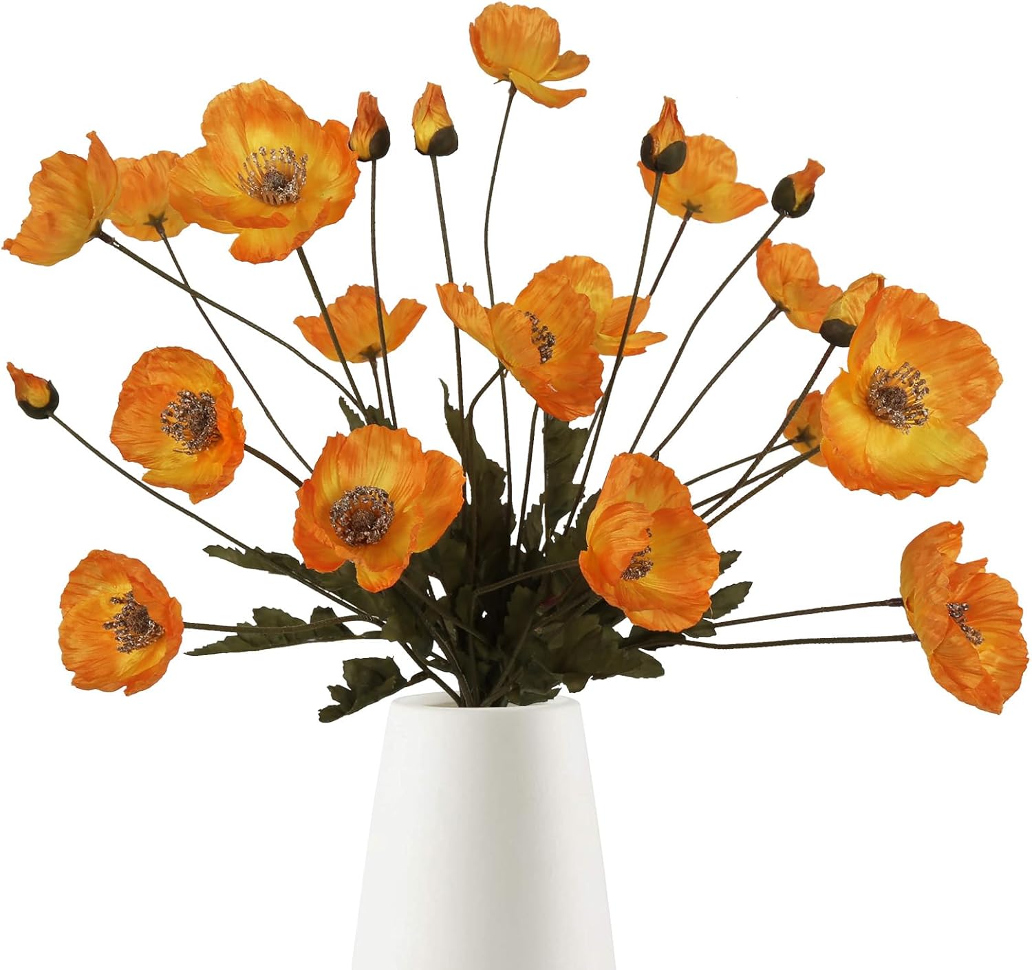 IPOPU Burgundy Silk Flowers 6PCS Fake Poppies Artificial Flowers for Veterans Day Floral Centerpieces, Tables, Wedding Decorations, Reception - Image 9