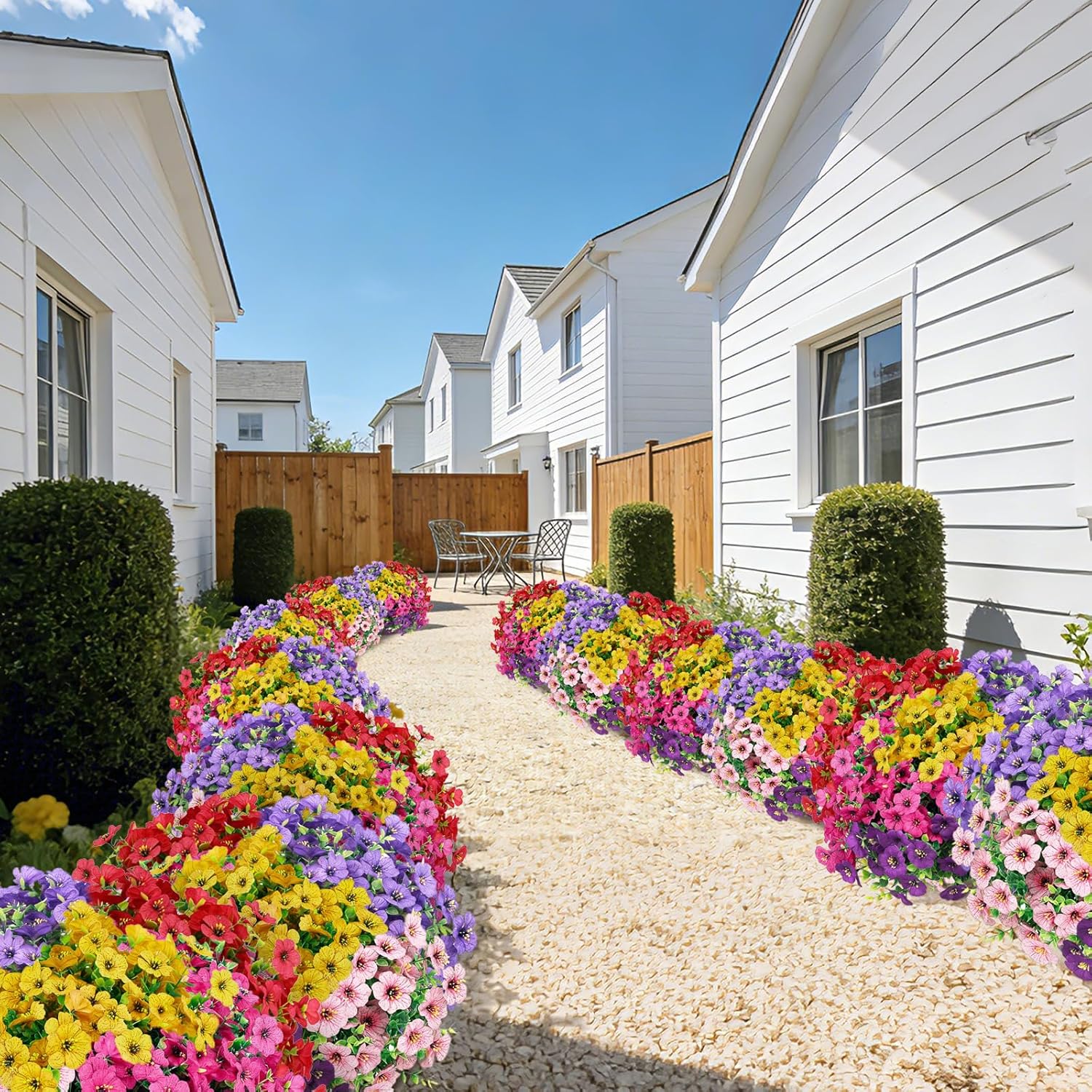 FGSAEOR 12 Bundles Artificial Flowers for Outdoor Indoor, Faux Flower Daisy with Eucalyptus Leaves Fake Plants Greenery, Garden Home Decor for Boxwood Porch Patio - Image 3