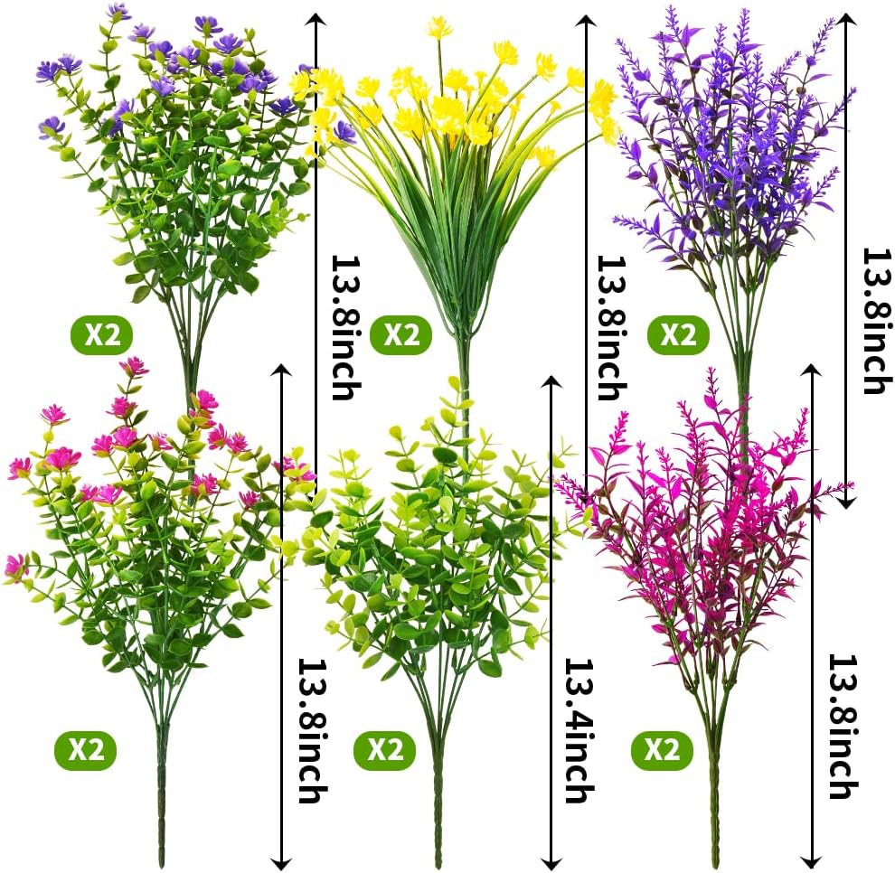 KLEMOO 12 Bundles Outdoor Artificial Fake Flowers UV Resistant No Fade Boxwood Faux Plastic Shrubs Plants for Garden Patio Porch Window Box Home Wedding Farmhouse Hanging Décor - Image 2