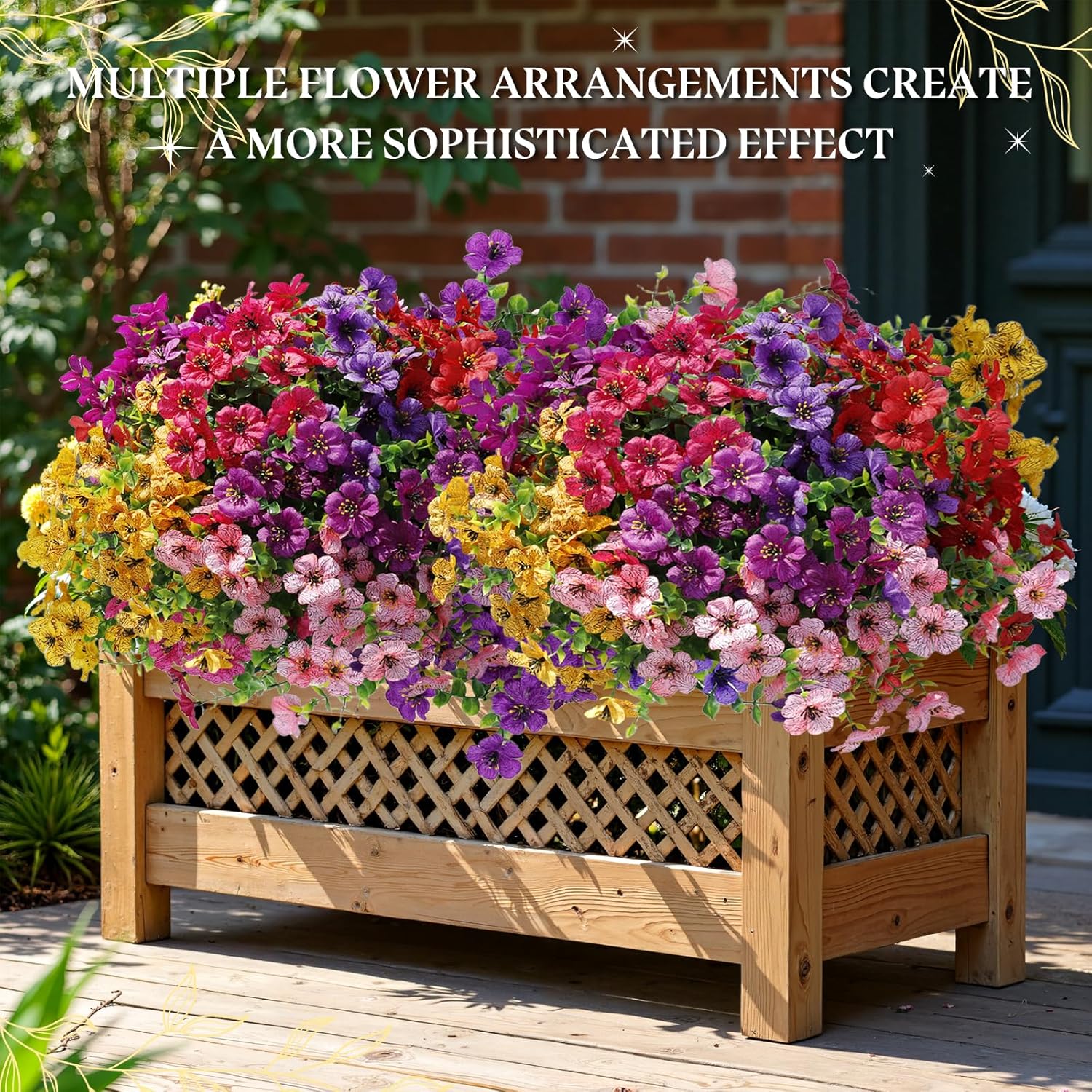 FGSAEOR 12 Bundles Artificial Flowers for Outdoor Indoor, Faux Flower Daisy with Eucalyptus Leaves Fake Plants Greenery, Garden Home Decor for Boxwood Porch Patio - Image 4