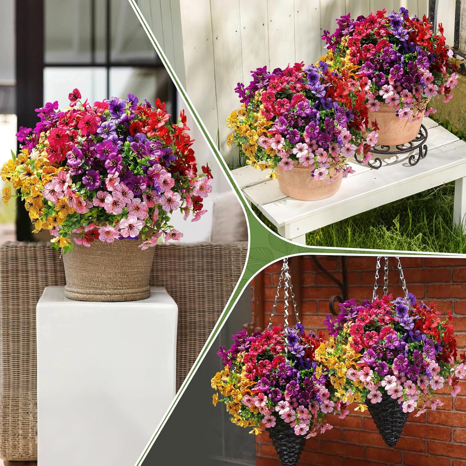 FGSAEOR 12 Bundles Artificial Flowers for Outdoor Indoor, Faux Flower Daisy with Eucalyptus Leaves Fake Plants Greenery, Garden Home Decor for Boxwood Porch Patio - Image 6