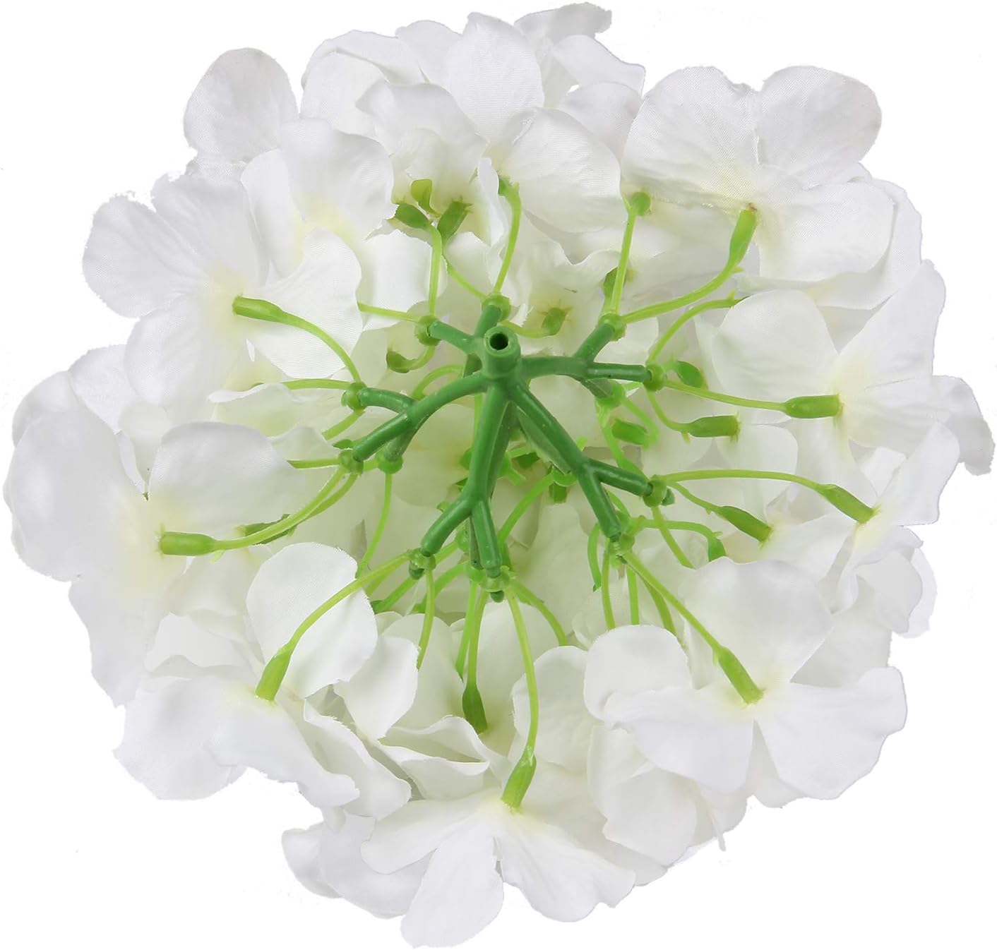 Flojery Silk Hydrangea Heads Artificial Flowers Heads with Stems for Home Wedding Decor,Pack of 10 (White) - Image 3
