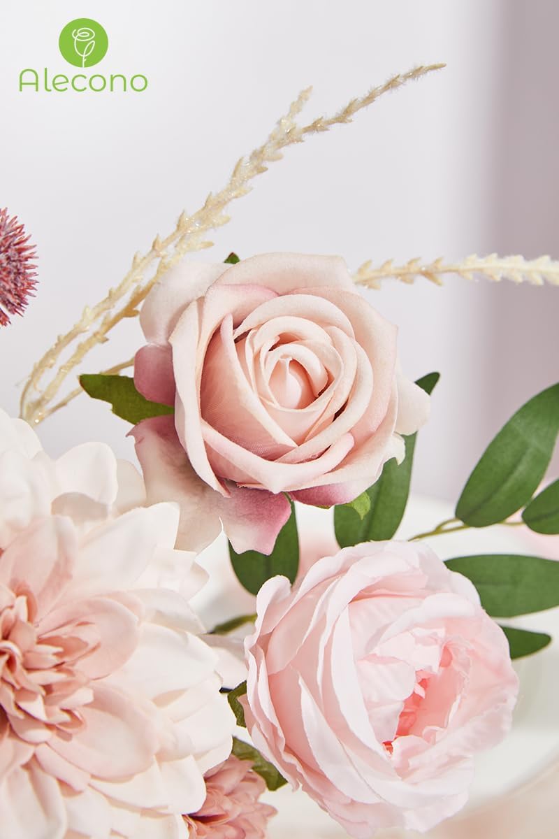 Alecono Artificial Flowers, Dusty Pink Silk Fake Flowers for DIY Wedding Bridal Bouquets, Wedding Cake Flowers for Table Centerpieces Baby Shower Birthday Party Home Decorations - Image 5
