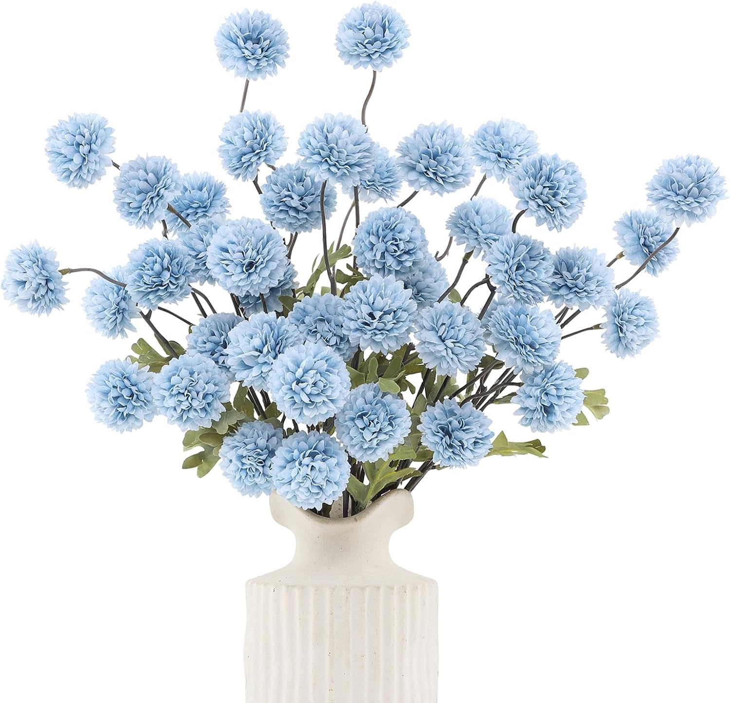 DuHouse 6pcs Artificial Flowers Faux Silk Pompon Mum,Silk Small Mini Chrysanthemum Ball with Stems for DIY Wedding Bouquets Centerpieces Vase Home Table Kitchen Decoration(Coffee) - Image 7