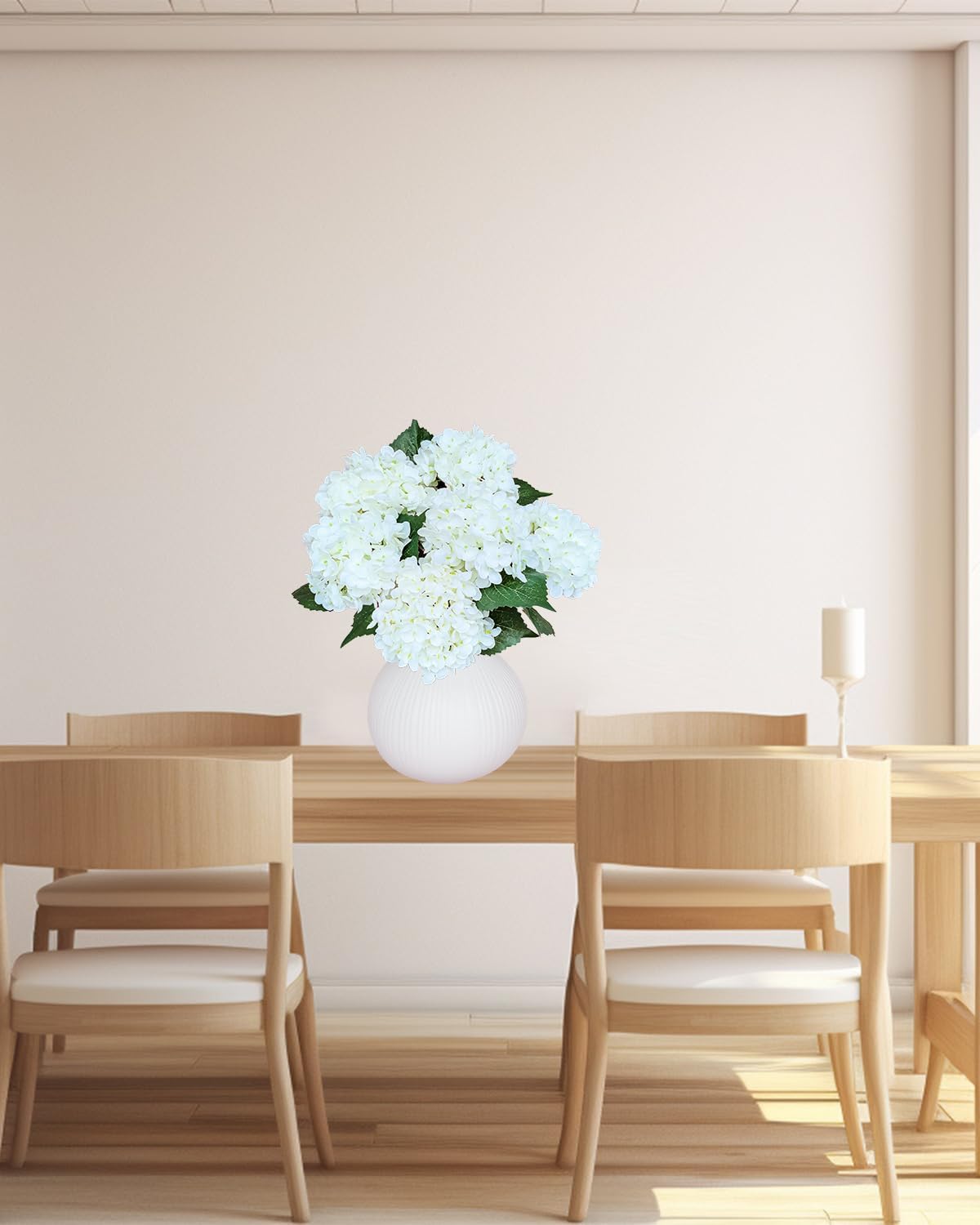 6PCS Premium White Hydrangea Artificial Flowers Bouquets, Ivory Silk Hydrangea Flowers Heads with Stems, Fake Hydrangeas Flowers Arrangement, Faux Hydrangea Decor for Home Wedding Party Baby Shower - Image 3