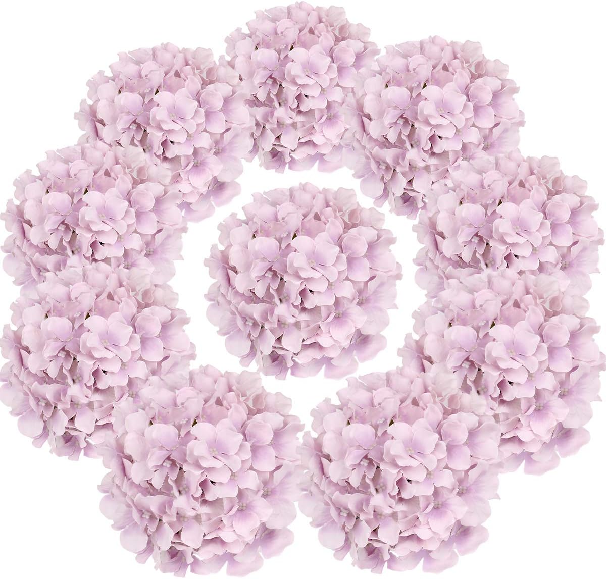 Flojery Silk Hydrangea Heads Artificial Flowers Heads with Stems for Home Wedding Decor,Pack of 10 (White) - Image 8
