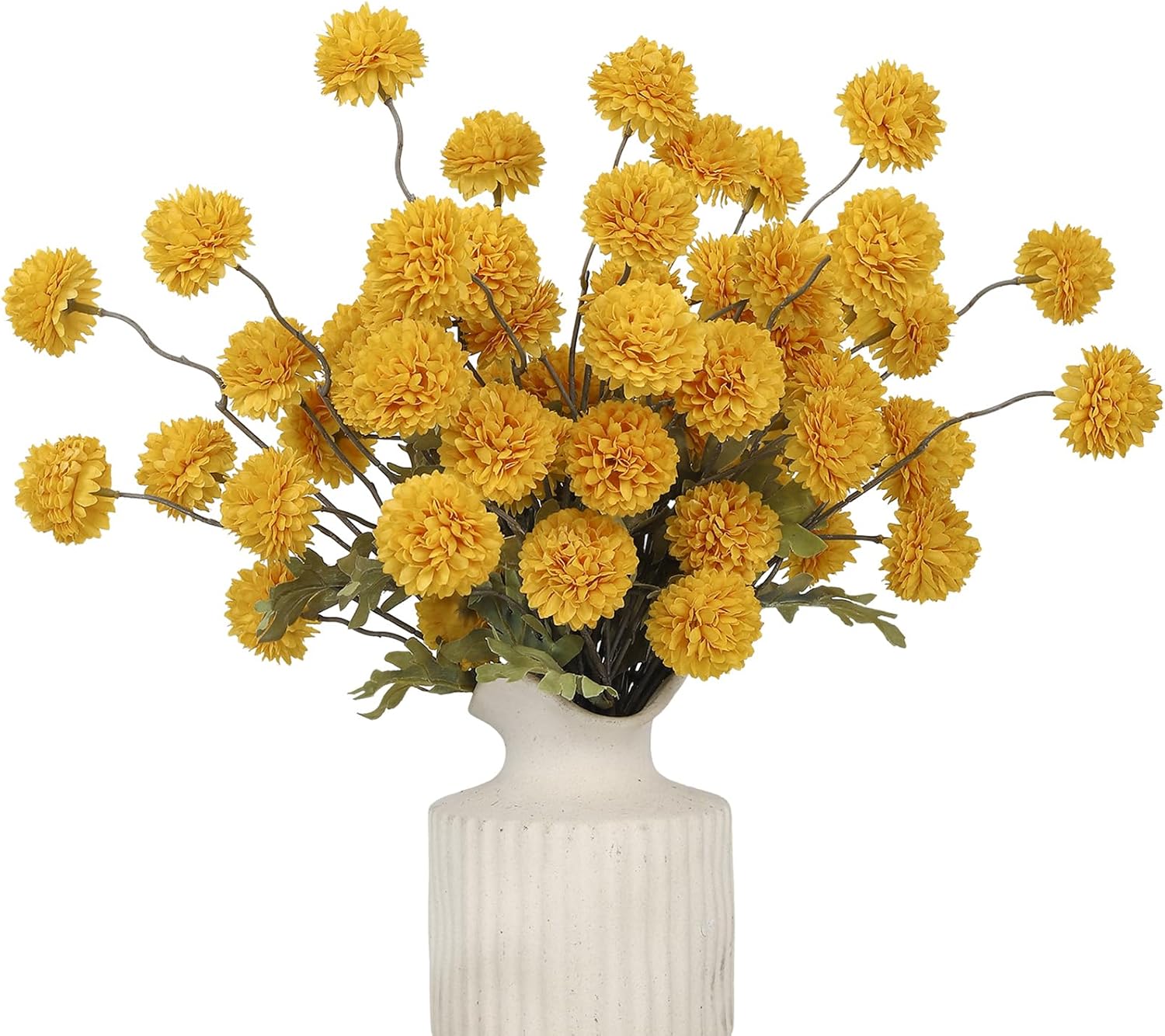 DuHouse 6pcs Artificial Flowers Faux Silk Pompon Mum,Silk Small Mini Chrysanthemum Ball with Stems for DIY Wedding Bouquets Centerpieces Vase Home Table Kitchen Decoration(Coffee) - Image 9