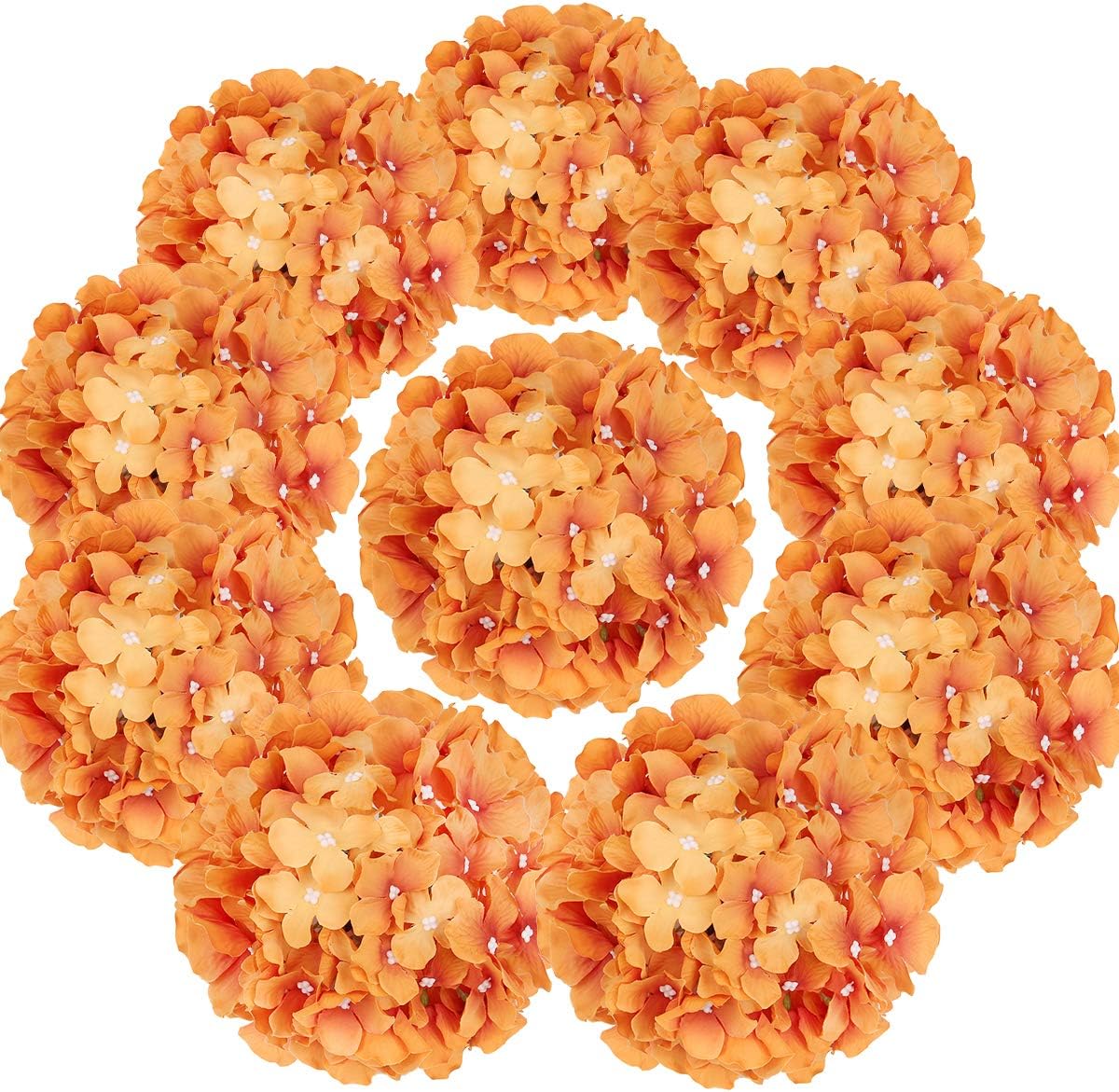 Flojery Silk Hydrangea Heads Artificial Flowers Heads with Stems for Home Wedding Decor,Pack of 10 (White) - Image 9