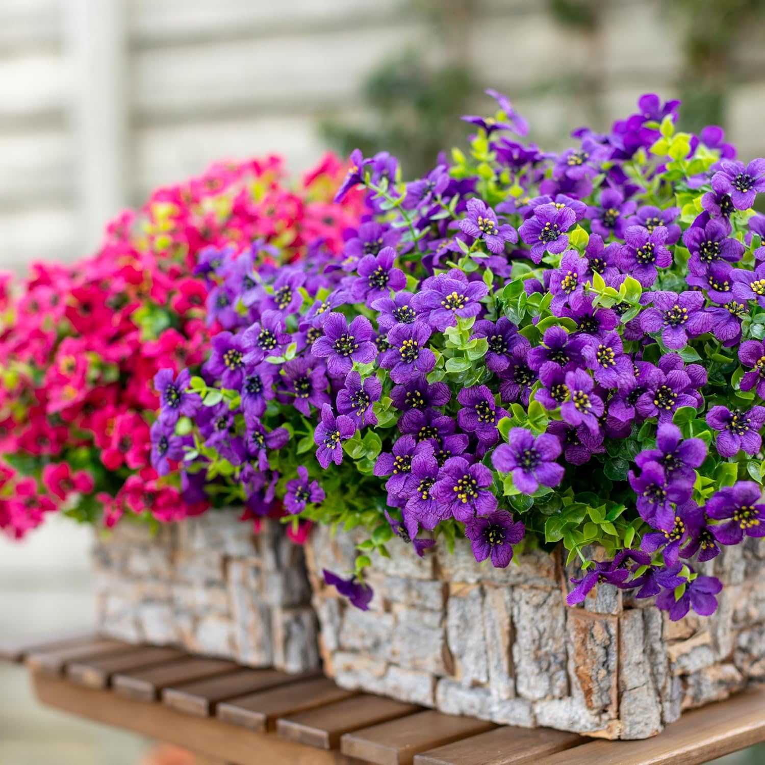 AXYLEX Artificial Flowers for Outdoors Fake Plants - 16 Bundles Fake Plants UV Resistant No Fade Faux Plastic Greenery Home Garden Porch Patio Decoration Office Indoor (Purple) - Image 3