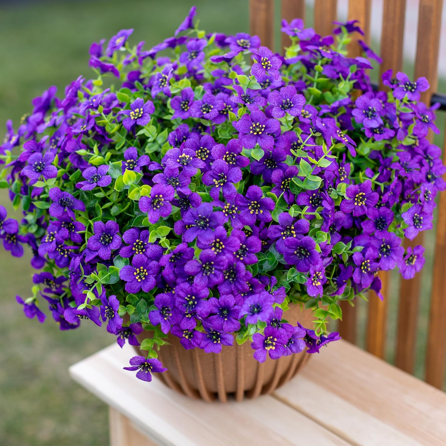 AXYLEX Artificial Flowers for Outdoors Fake Plants - 16 Bundles Fake Plants UV Resistant No Fade Faux Plastic Greenery Home Garden Porch Patio Decoration Office Indoor (Purple) - Image 5