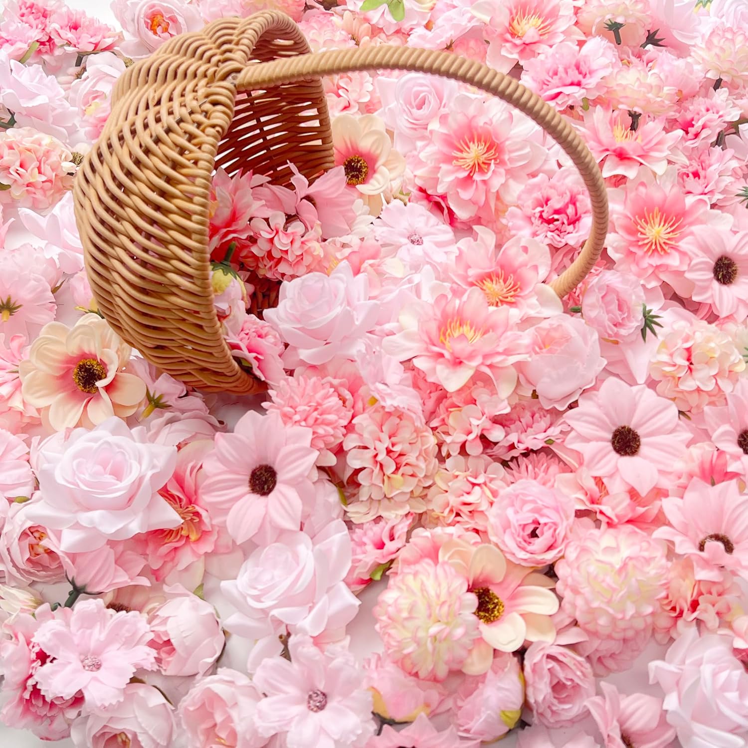 Artificial Pink Flowers Bulk Silk Roses Fake Flowers Heads for Crafts - DIY Home Spring Garden Floral Party Wildflower Garland Hanging Decoration Mini Small Rose Faux Fabric Flowers Heads 3-6cm (Pink)