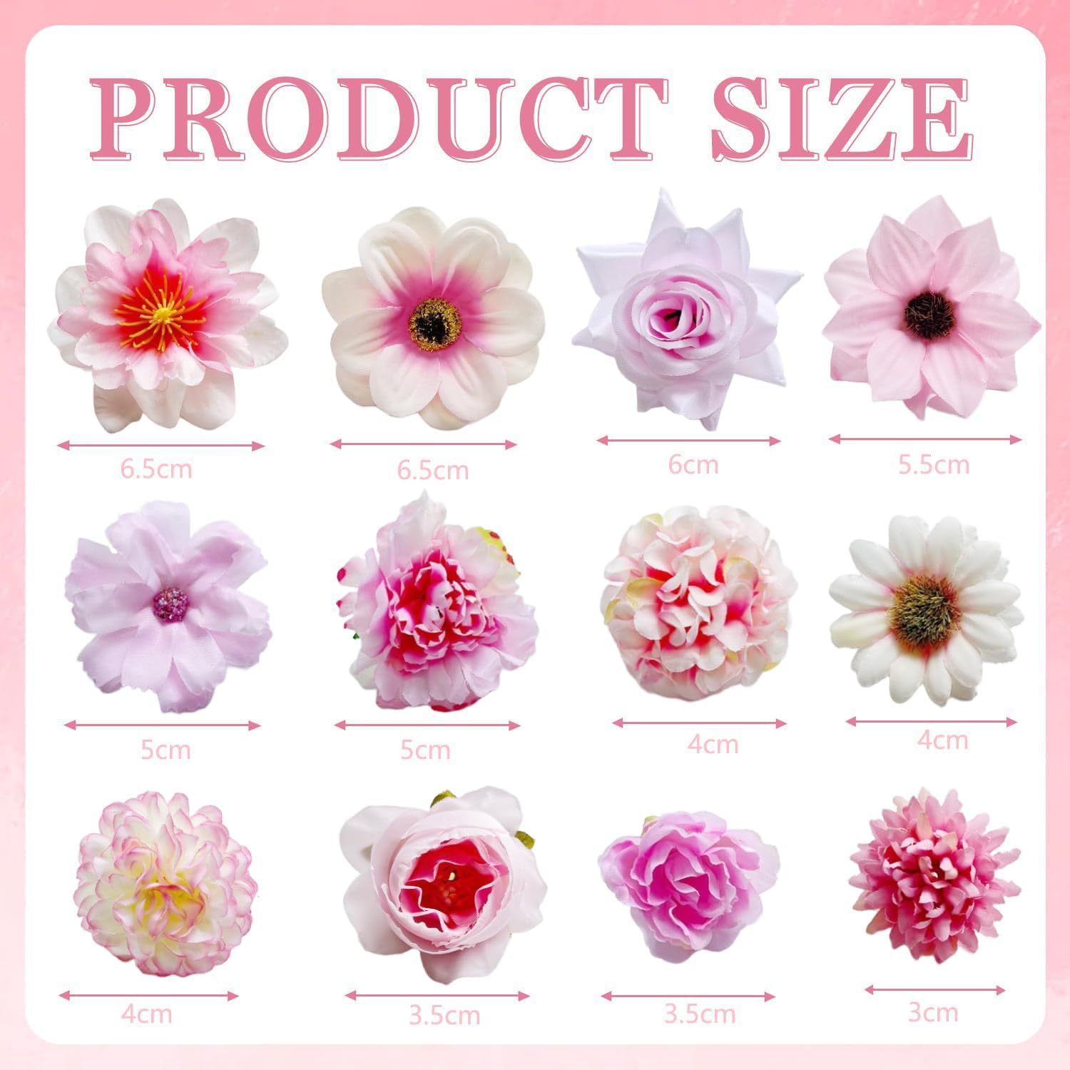 Artificial Pink Flowers Bulk Silk Roses Fake Flowers Heads for Crafts - DIY Home Spring Garden Floral Party Wildflower Garland Hanging Decoration Mini Small Rose Faux Fabric Flowers Heads 3-6cm (Pink) - Image 2