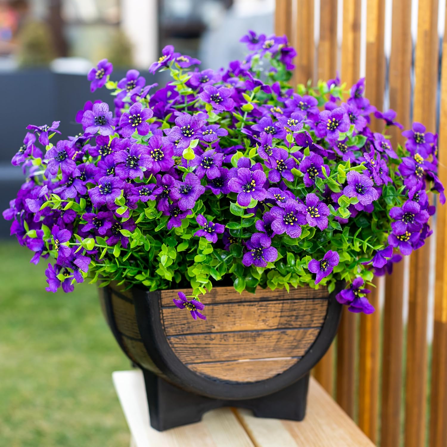 AXYLEX Artificial Flowers for Outdoors Fake Plants - 16 Bundles Fake Plants UV Resistant No Fade Faux Plastic Greenery Home Garden Porch Patio Decoration Office Indoor (Purple) - Image 8