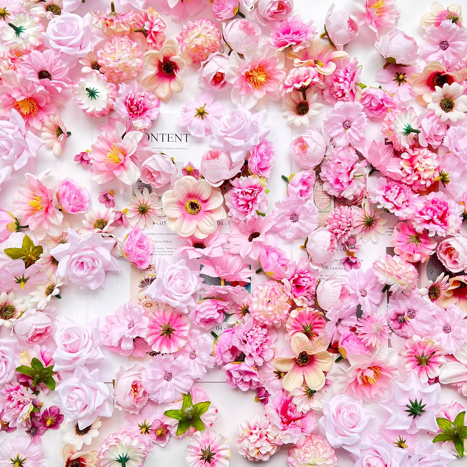 Artificial Pink Flowers Bulk Silk Roses Fake Flowers Heads for Crafts - DIY Home Spring Garden Floral Party Wildflower Garland Hanging Decoration Mini Small Rose Faux Fabric Flowers Heads 3-6cm (Pink) - Image 5