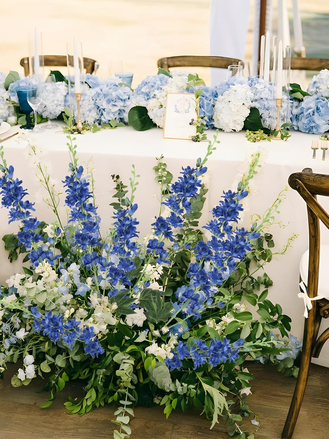Blue Delphinium Artificial Flowers,8PCS Faux Delphinium Bulk 33.5'' Long Stem Larkspur Silk Flowers for Tall Vase Table Centerpieces Wedding Home Garden Decor(Navy Blue)