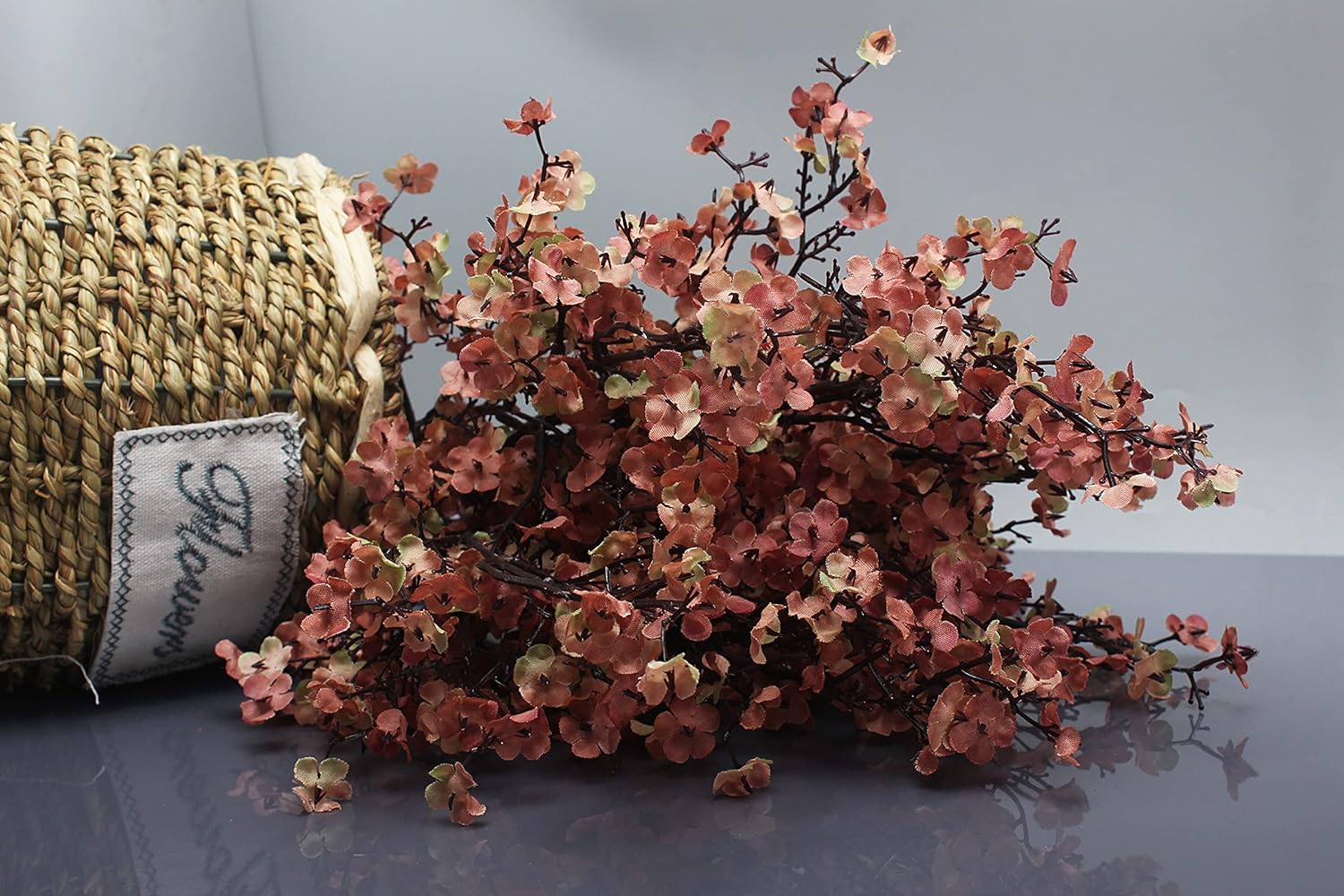 JAKY-Global Babys Breath Silk Artificial Flowers 6 Bundle European Fake Flowers Decor Wedding Party Fall Stems Decoration Bouquets DIY Home Garden,Farmhouse,Living Room Decor (Beige Brown-6pcs)